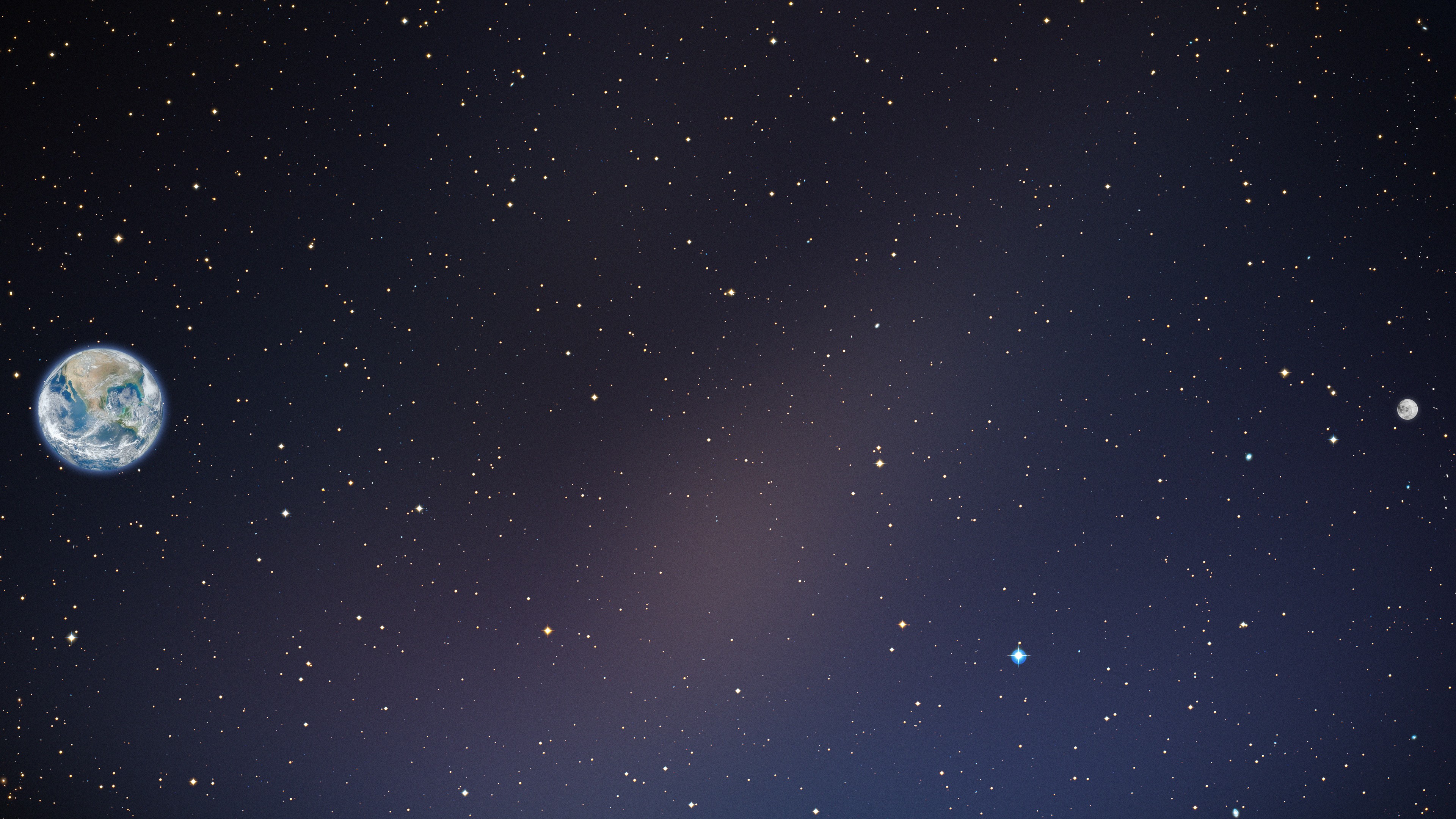 Earth and Moon in starry space HD Wallpaper