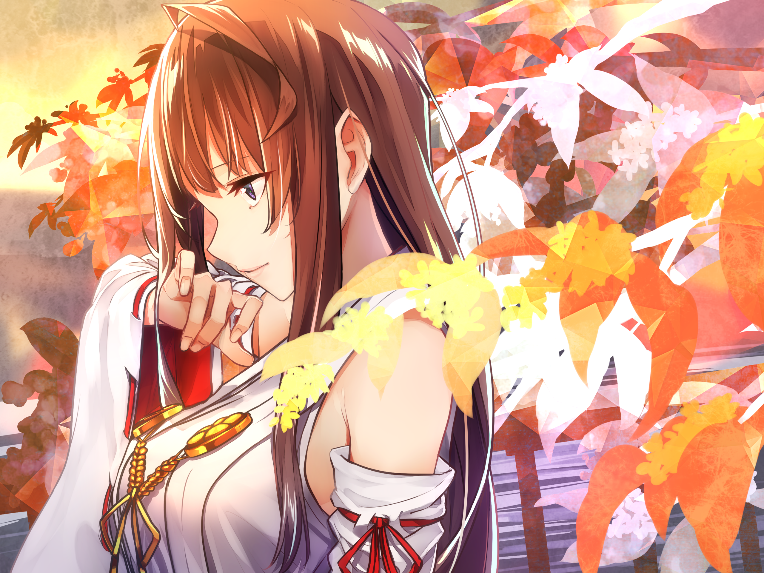 Kongou from Kantai Collection in traditional Japanese clothes HD Wallpaper