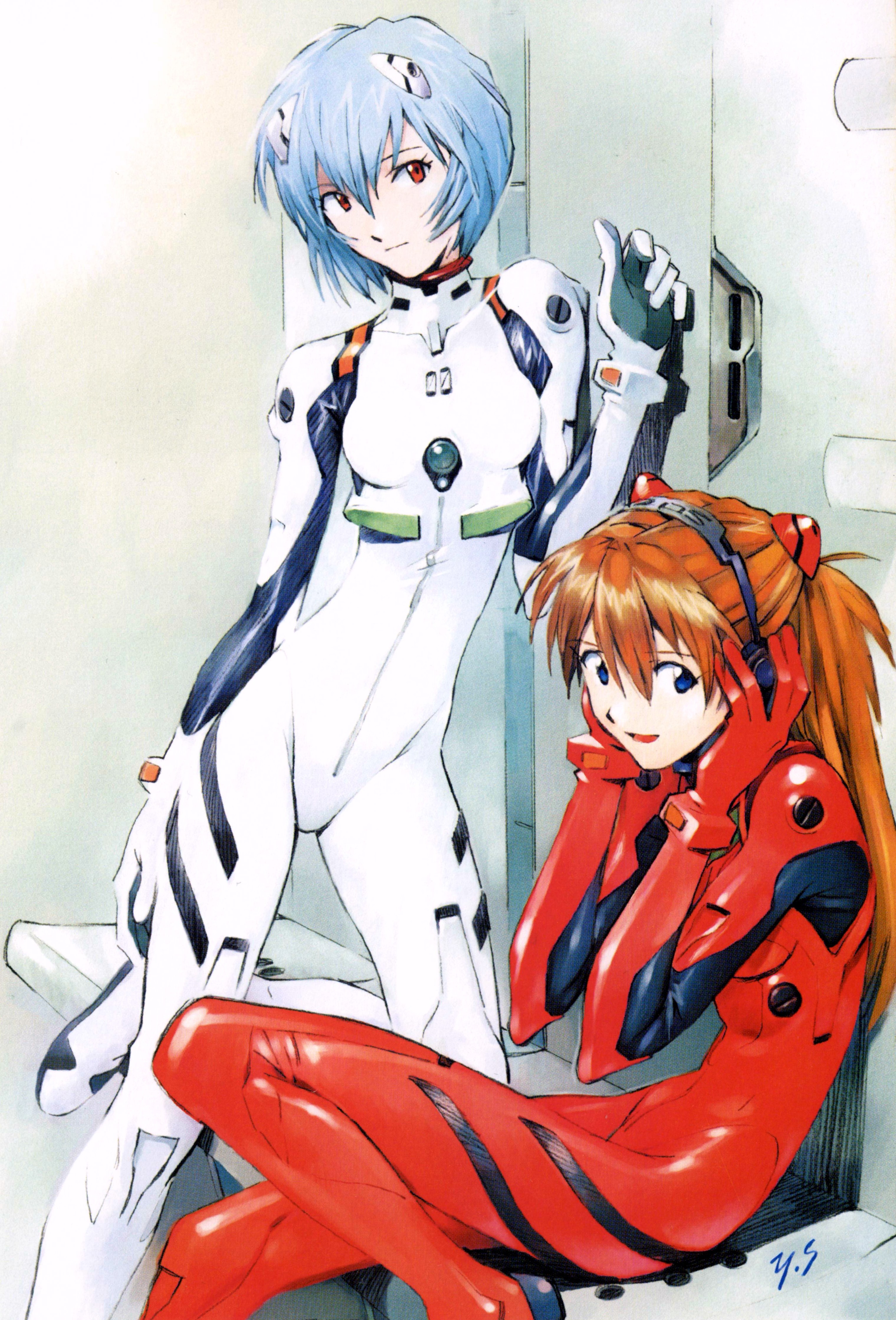 Asuka Langley Soryu and Ayanami Rei from Neon Genesis Evangelion HD Wallpaper