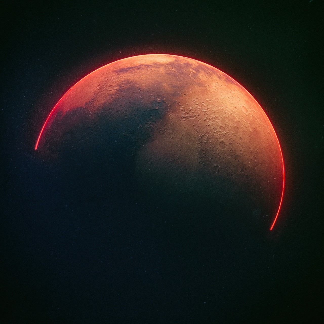 Planet Mars with red glow in space HD Wallpaper