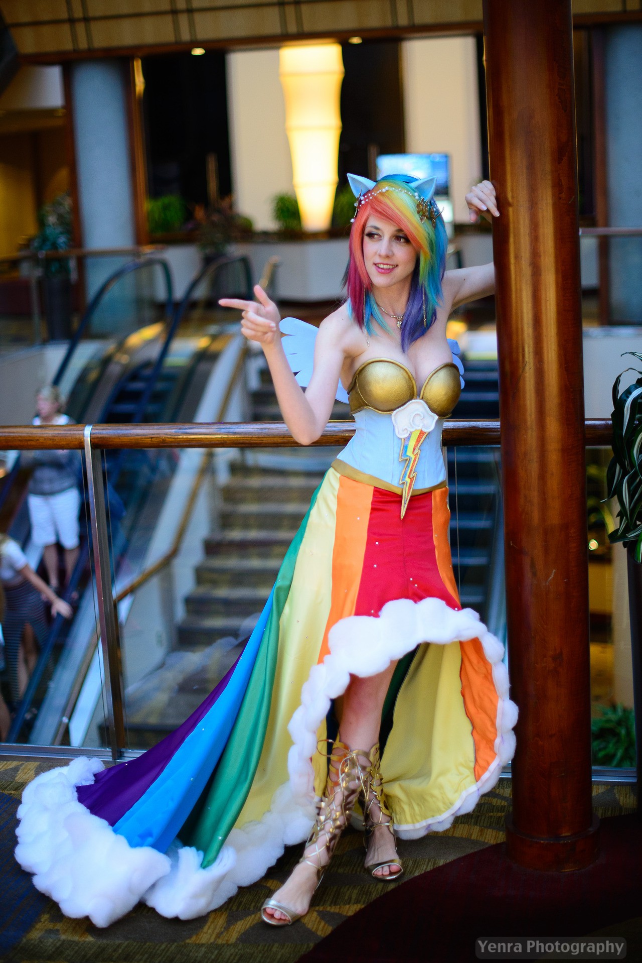 Rainbow Dash Cosplayer Posing Indoors HD Wallpaper
