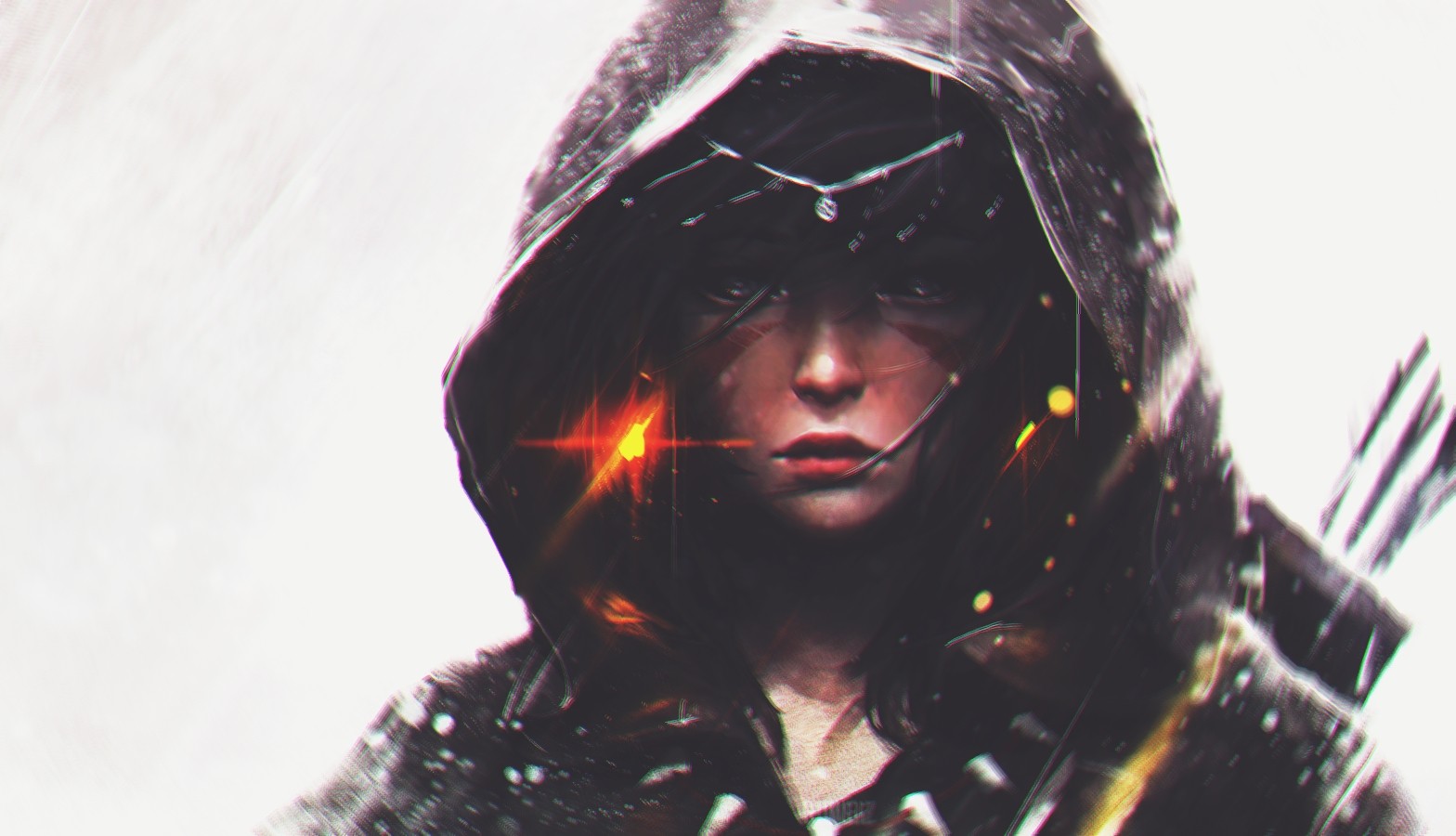 Fan art of a hooded anime girl HD Wallpaper