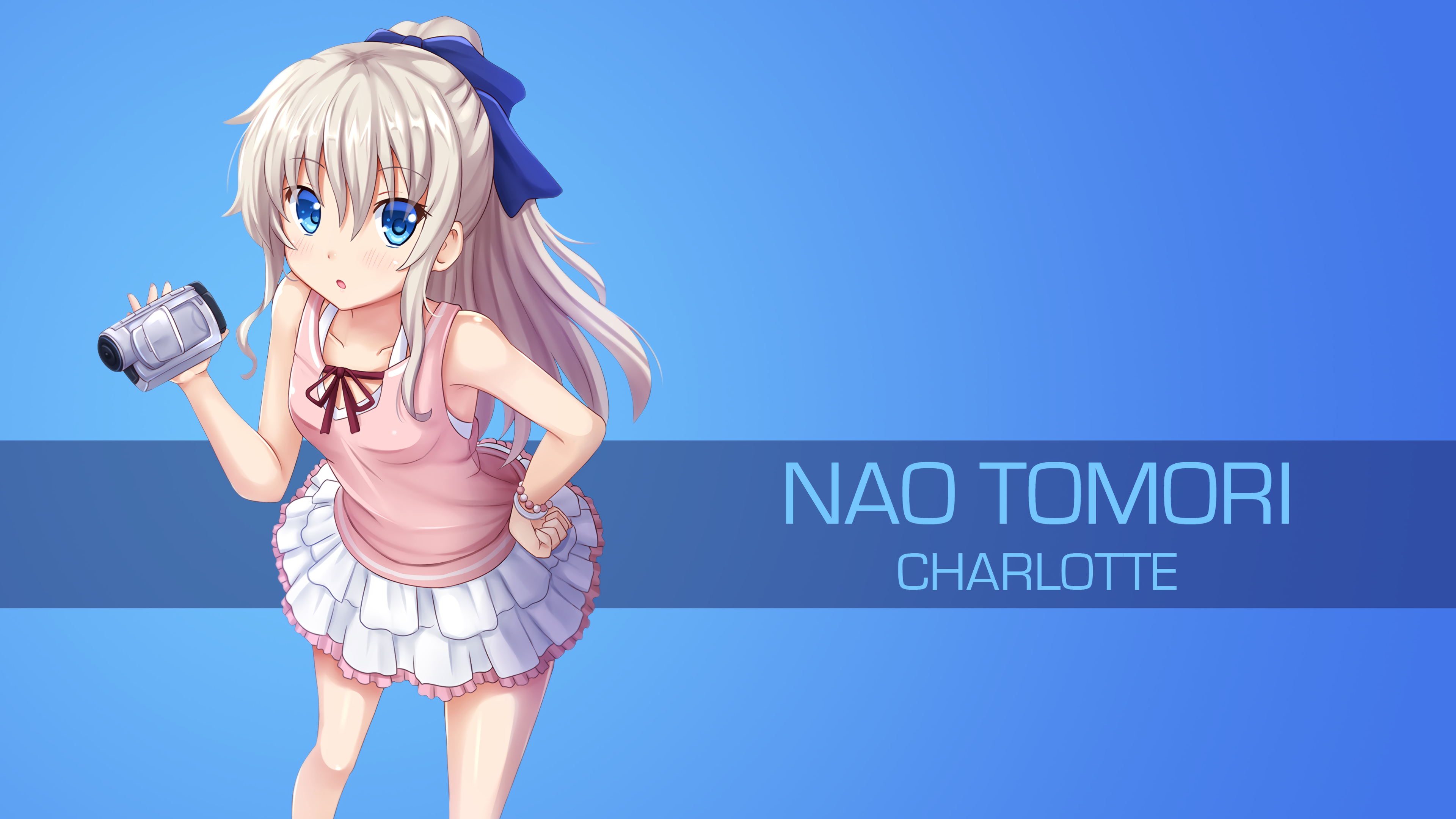 Nao Tomori from Charlotte holding a video camera HD Wallpaper