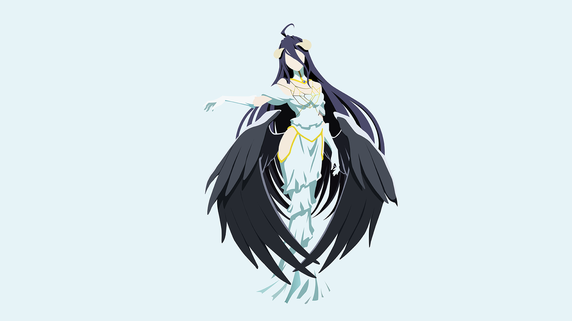 Albedo from Overlord with black wings HD Wallpaper