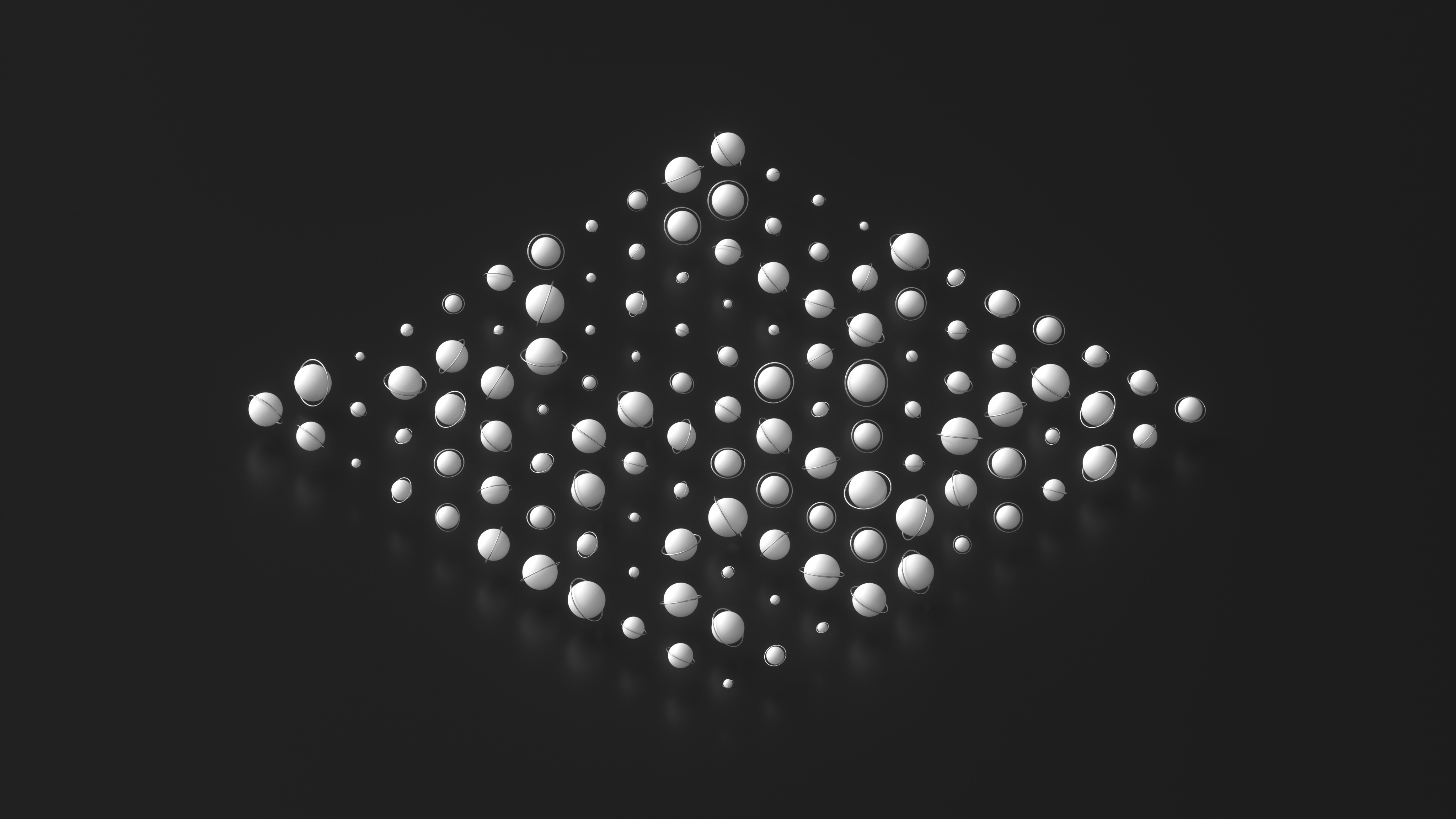 Minimalist arrangement of planets on a dark background HD Wallpaper