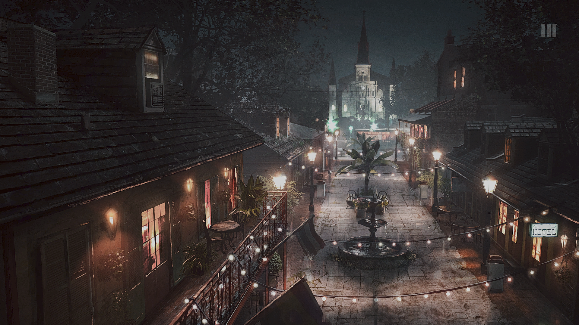 Mafia III artwork of a New Orleans street at night HD Wallpaper