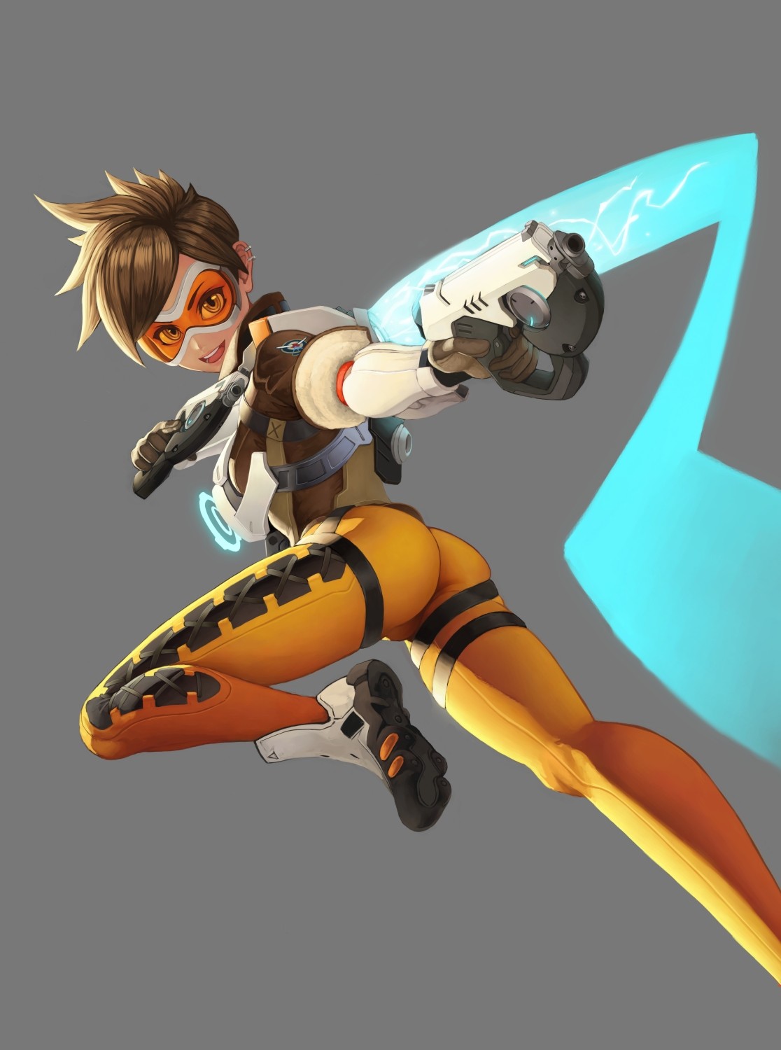 Tracer from Overwatch with energy pistols HD Wallpaper