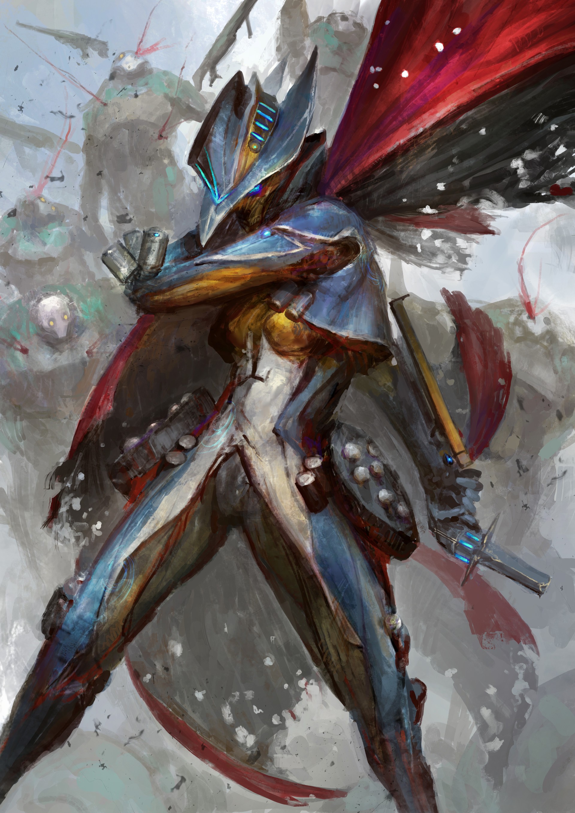 Mesa from Warframe in a futuristic battle HD Wallpaper