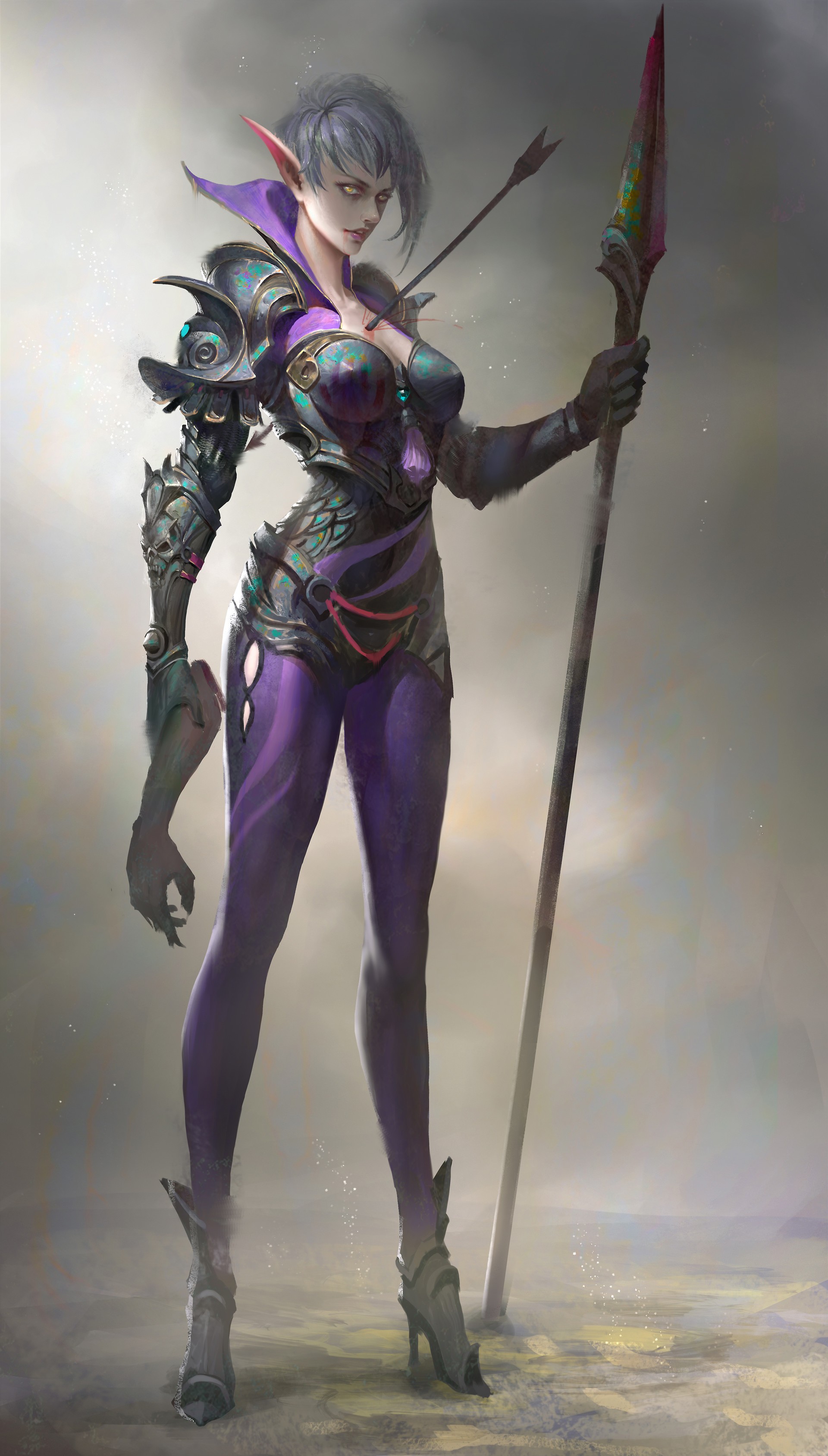 Elf warrior with spear and arrow wound HD Wallpaper