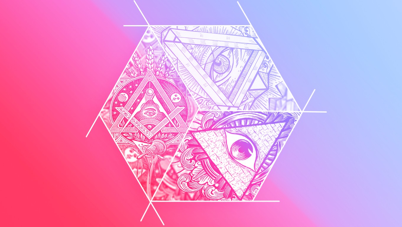 Geometric illustration with Illuminati symbols HD Wallpaper