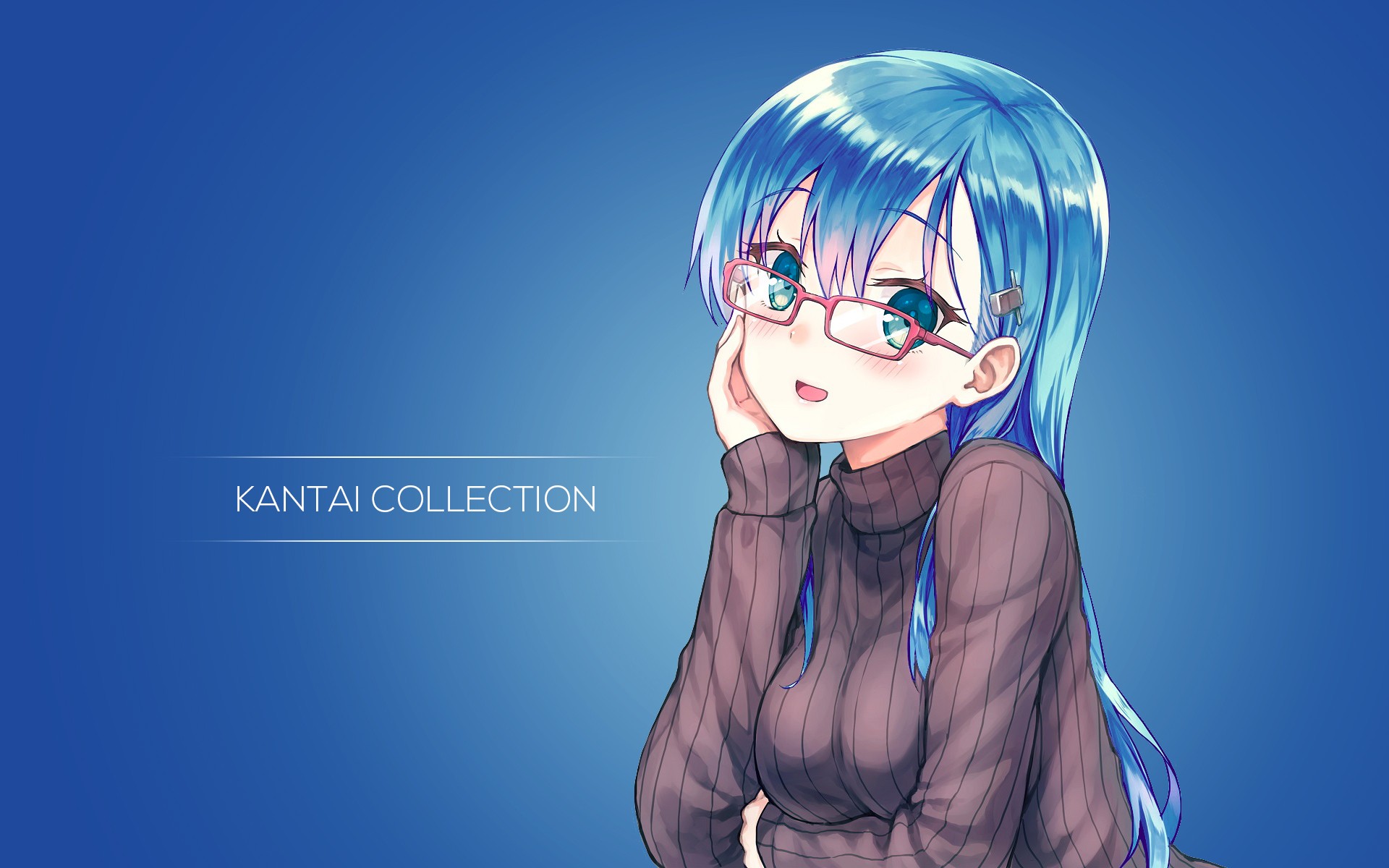 Suzuya from Kantai Collection wearing glasses and sweater HD Wallpaper