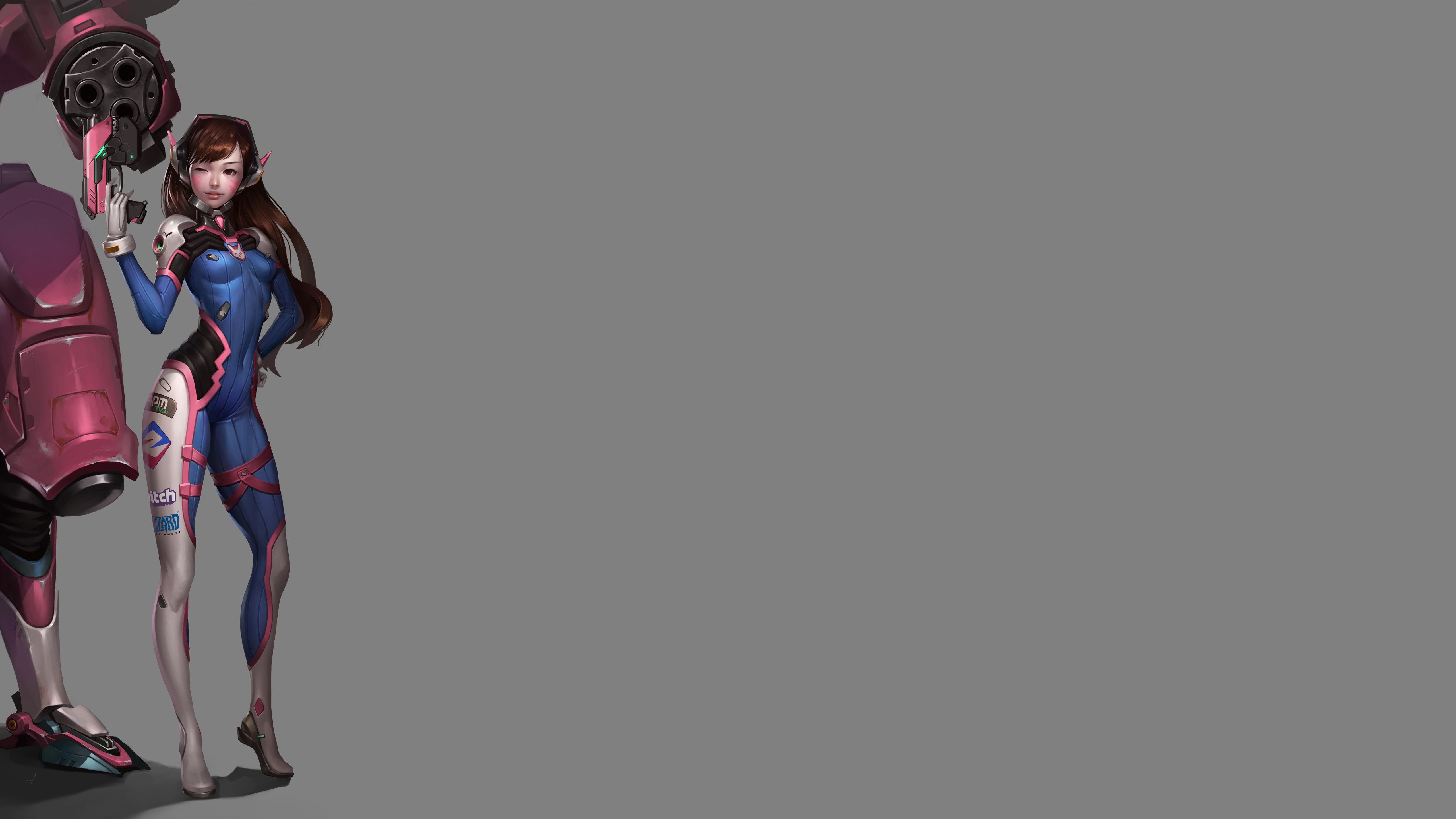 D.Va from Overwatch with her mech HD Wallpaper
