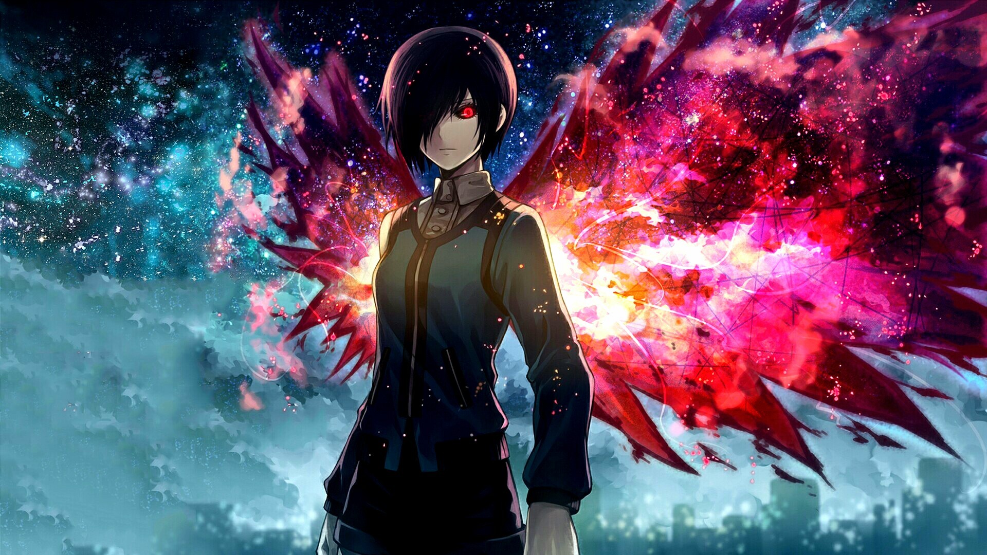 Kirishima Touka with Red Wings in Tokyo Ghoul HD Wallpaper