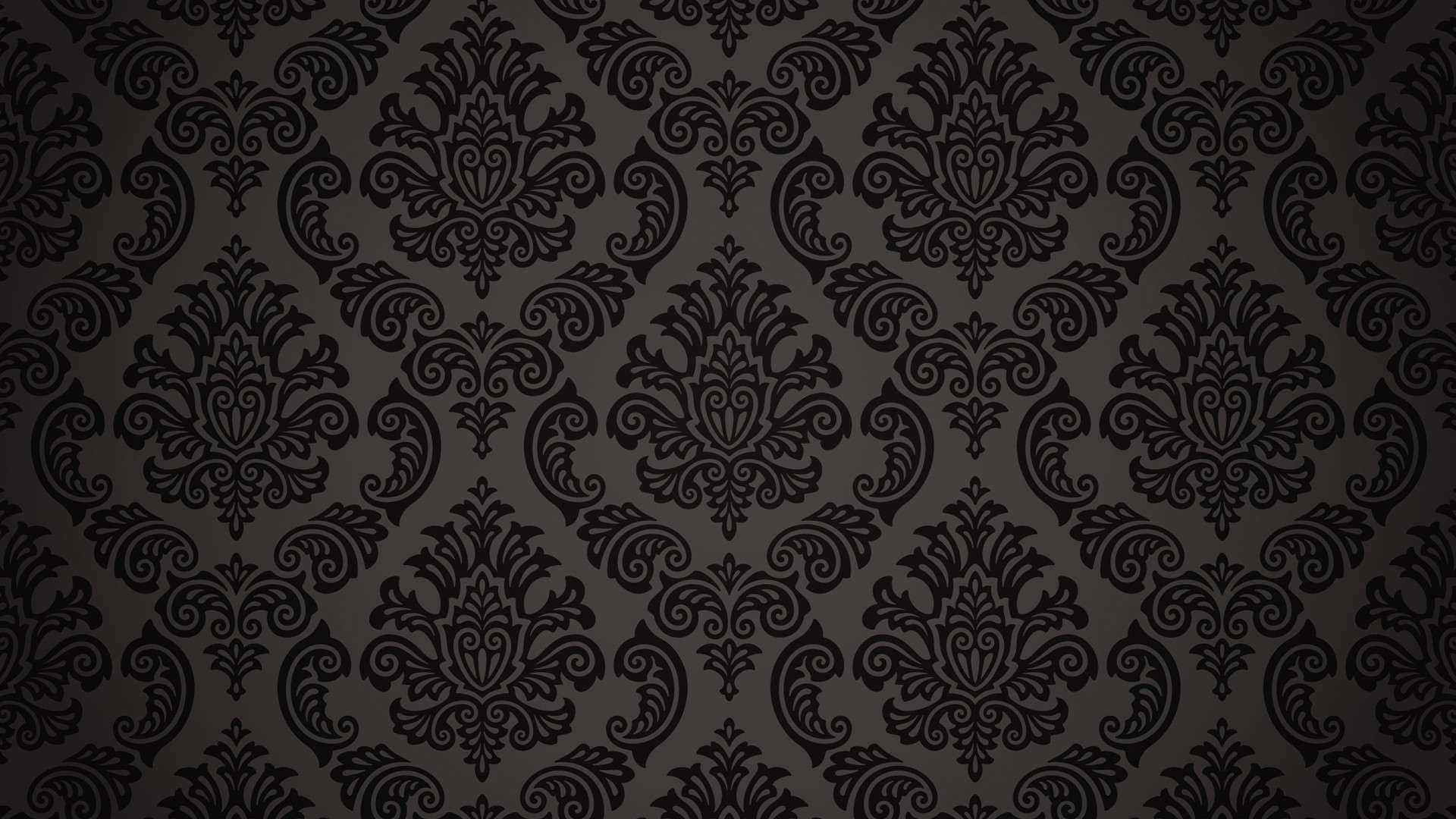 Dark floral damask pattern on a gray background HD Wallpaper