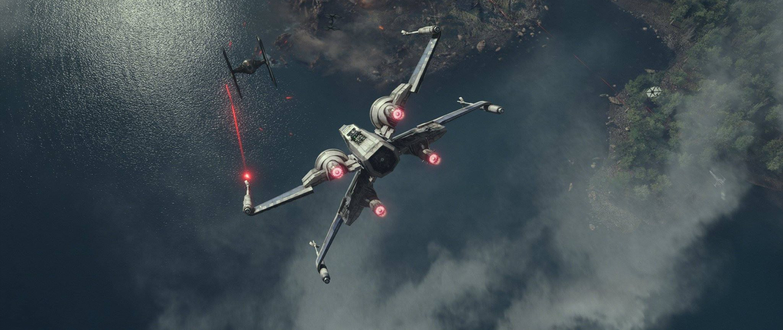 Star Wars X-wing and TIE fighter battle HD Wallpaper