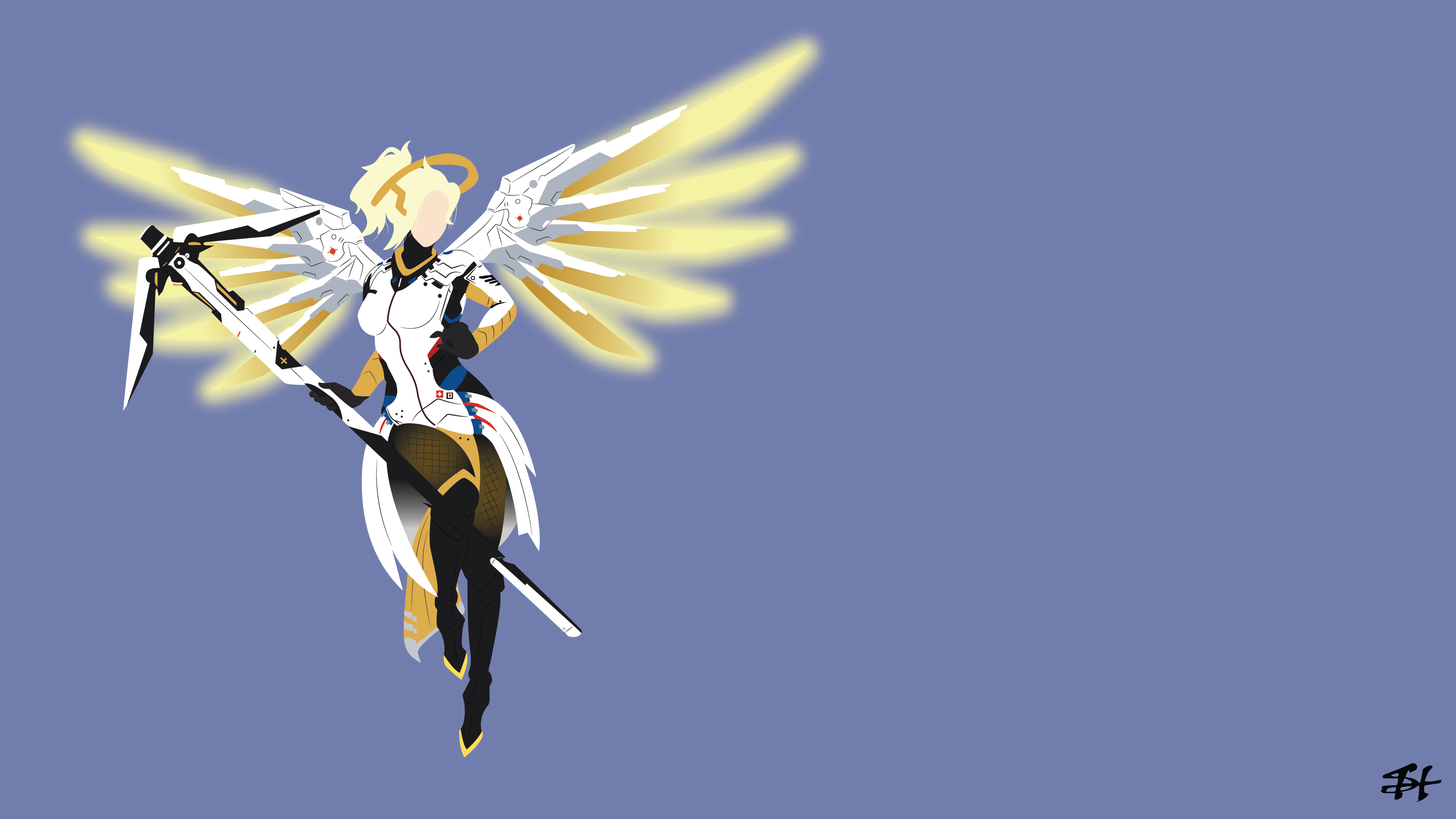 Mercy from Overwatch in minimalist style HD Wallpaper