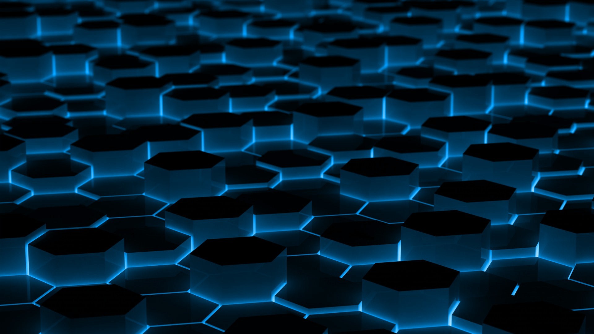 Blue glowing hexagons pattern HD Wallpaper
