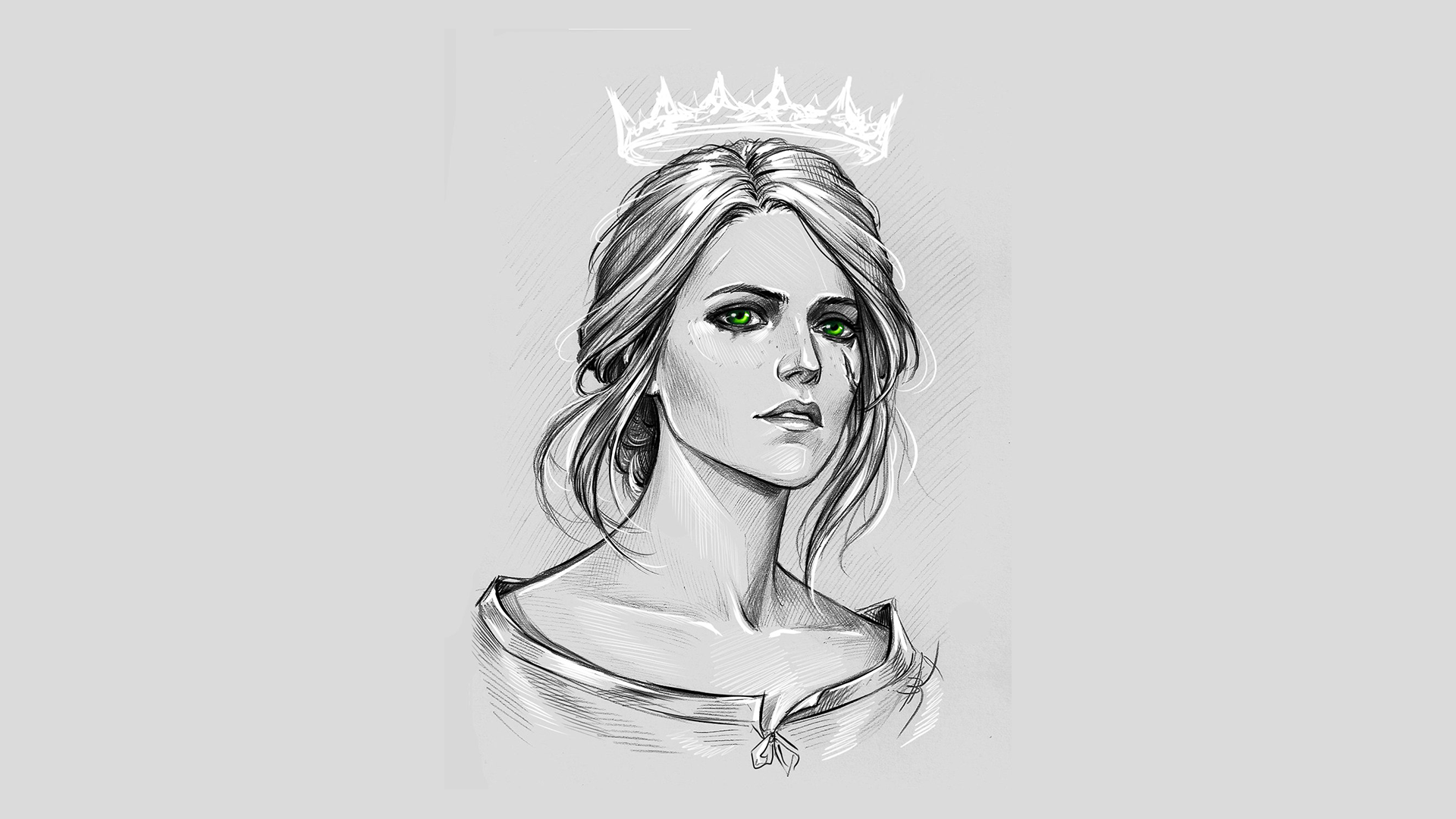 Fan art of Ciri from The Witcher 3 with a crown HD Wallpaper