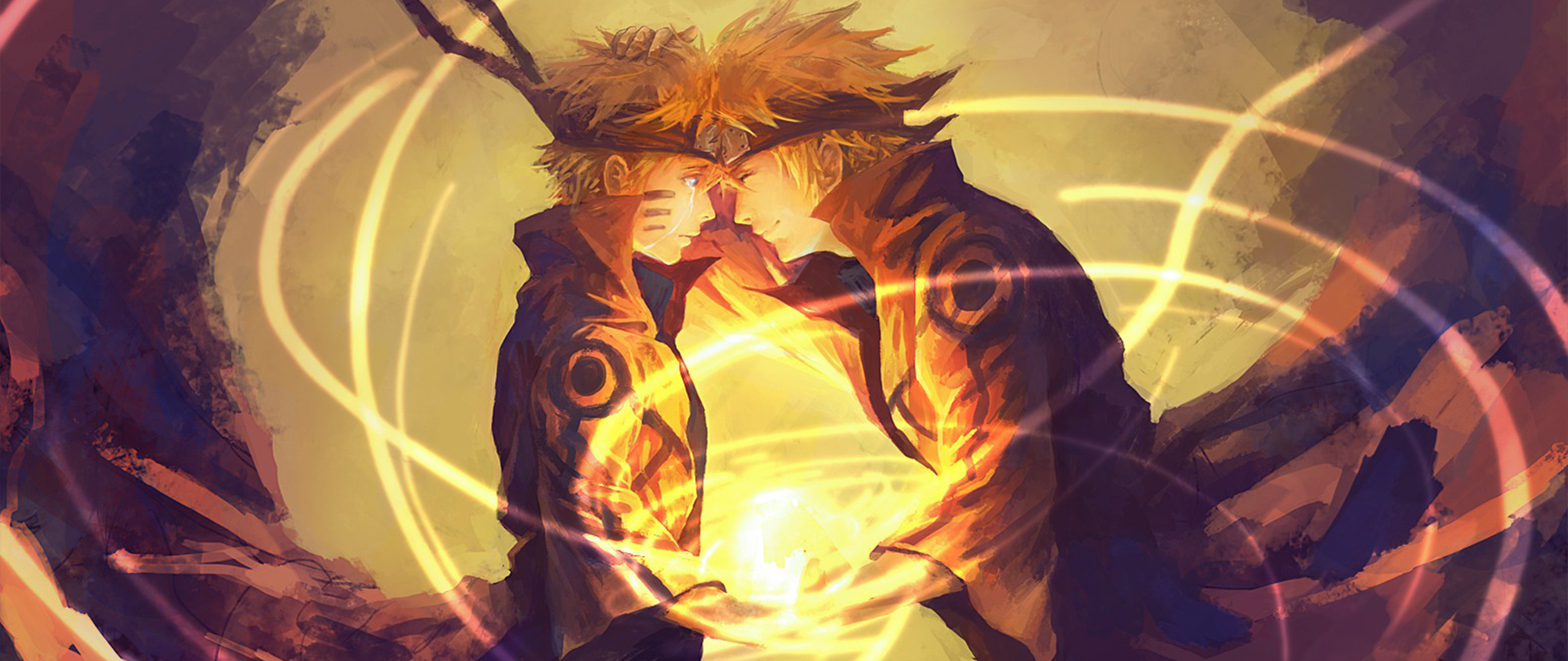 Naruto Shippuuden: Two Narutos in Sage Mode HD Wallpaper
