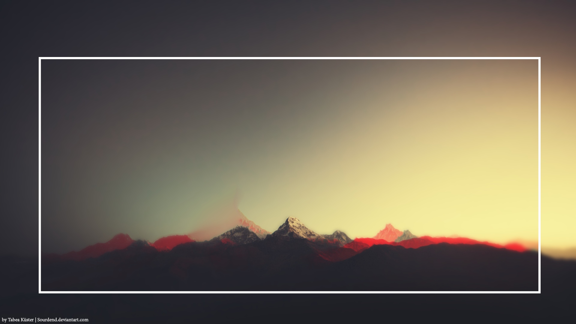 Minimalist 3D landscape with snow-capped mountains HD Wallpaper
