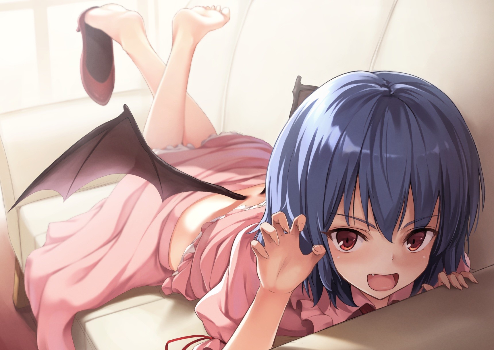 Remilia Scarlet with blue hair and wings HD Wallpaper