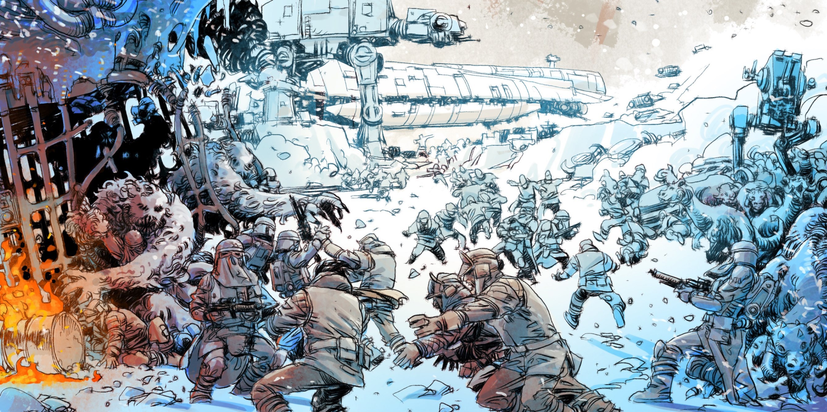 Star Wars Battle on a Snow Planet HD Wallpaper