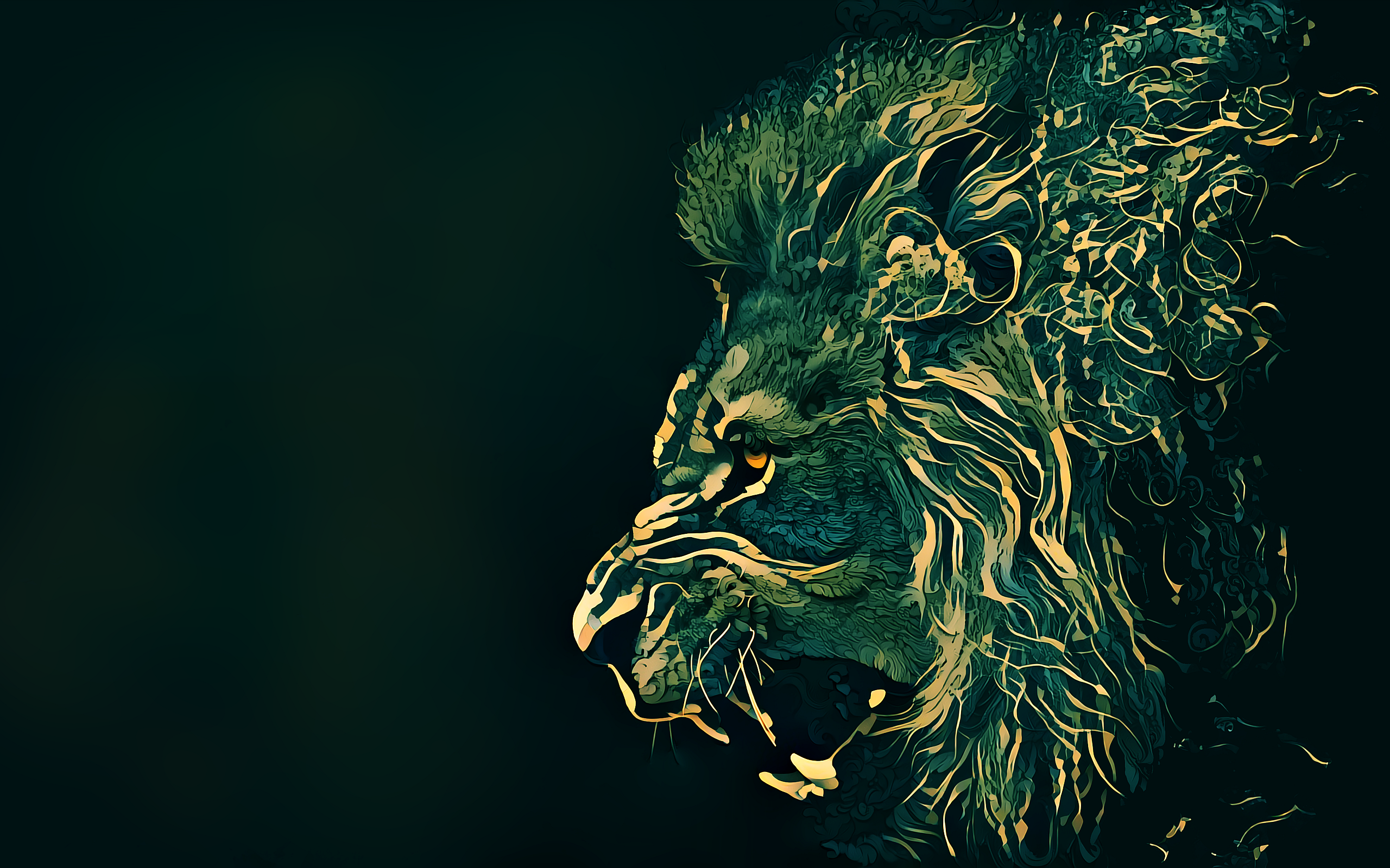 Artwork of a lion in profile HD Wallpaper