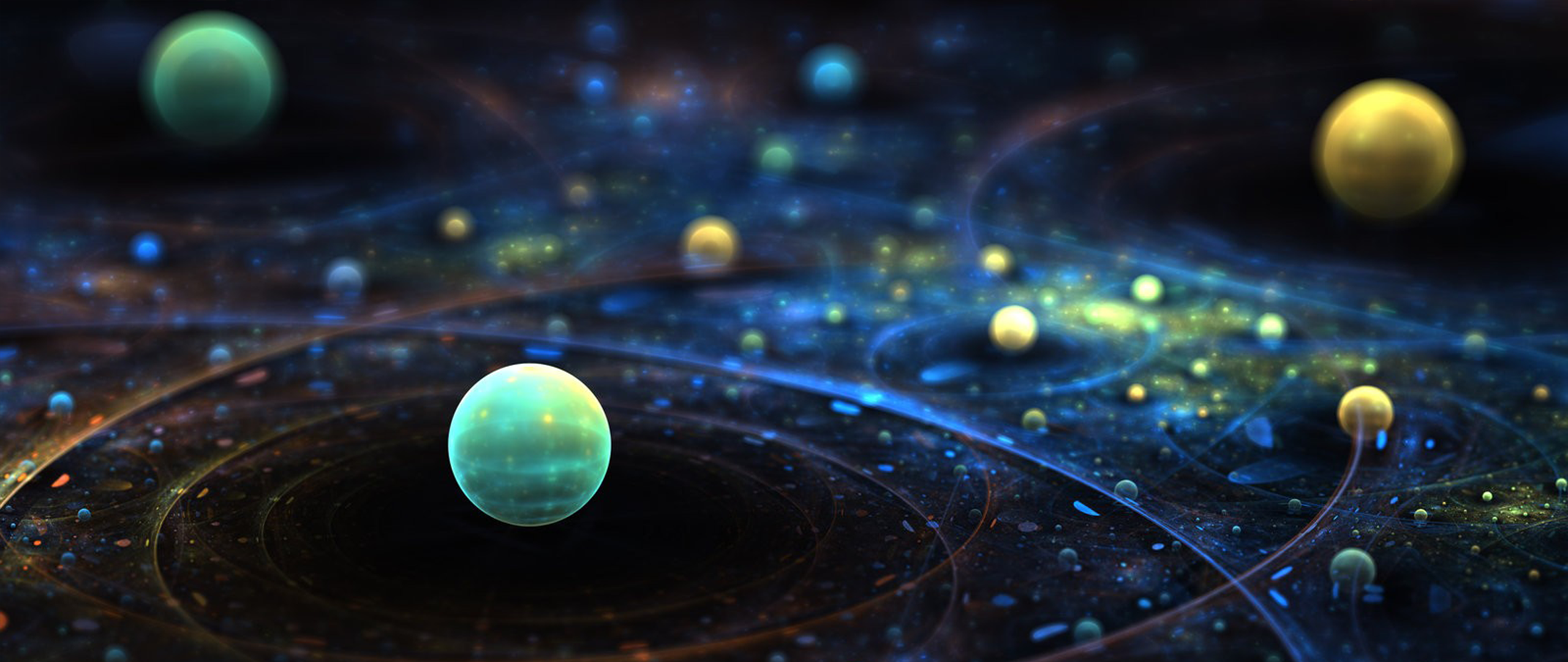 Abstract space art with planets and nebulae HD Wallpaper