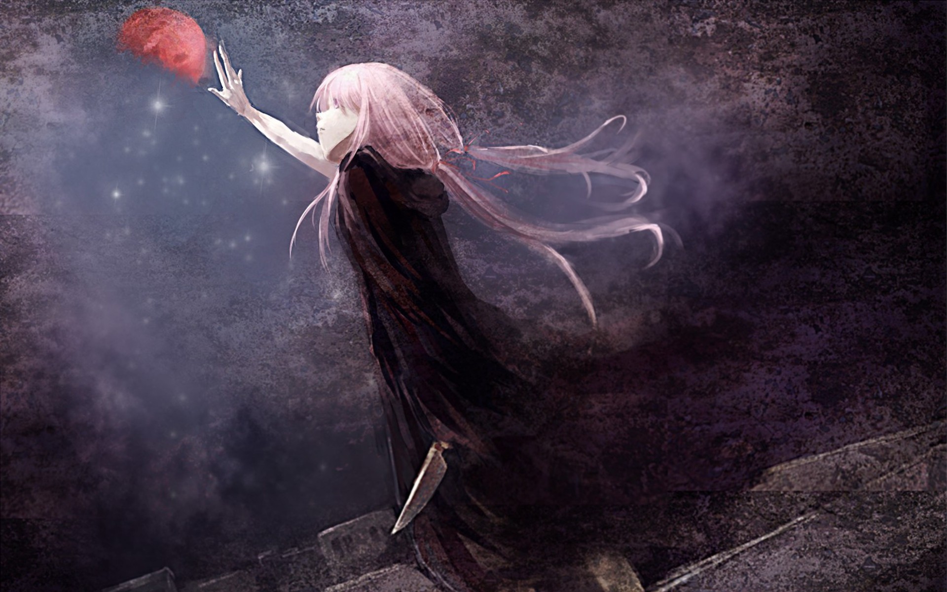 Gasai Yuno from Mirai Nikki with a red orb HD Wallpaper