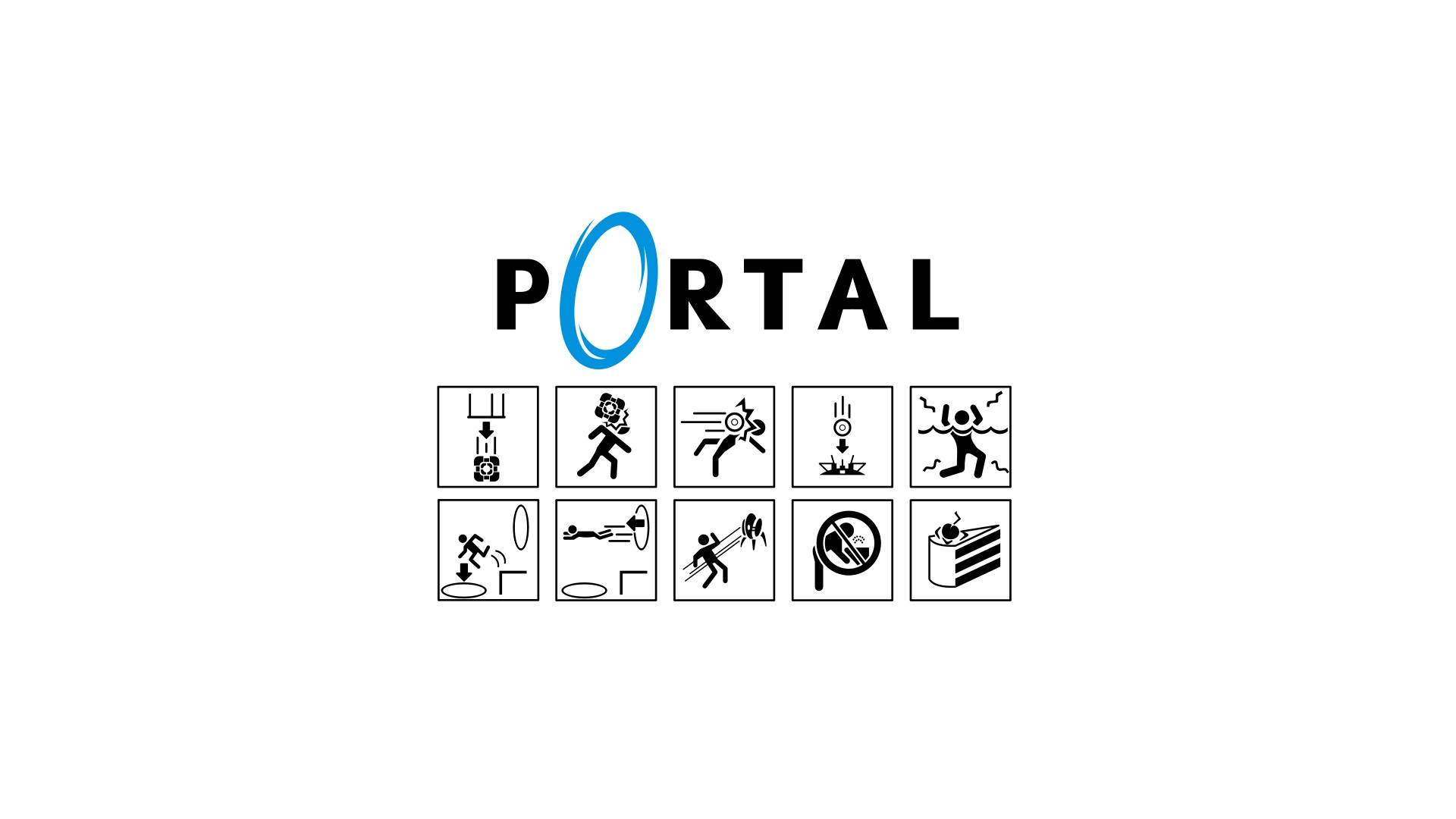 Portal video game icons and logo HD Wallpaper