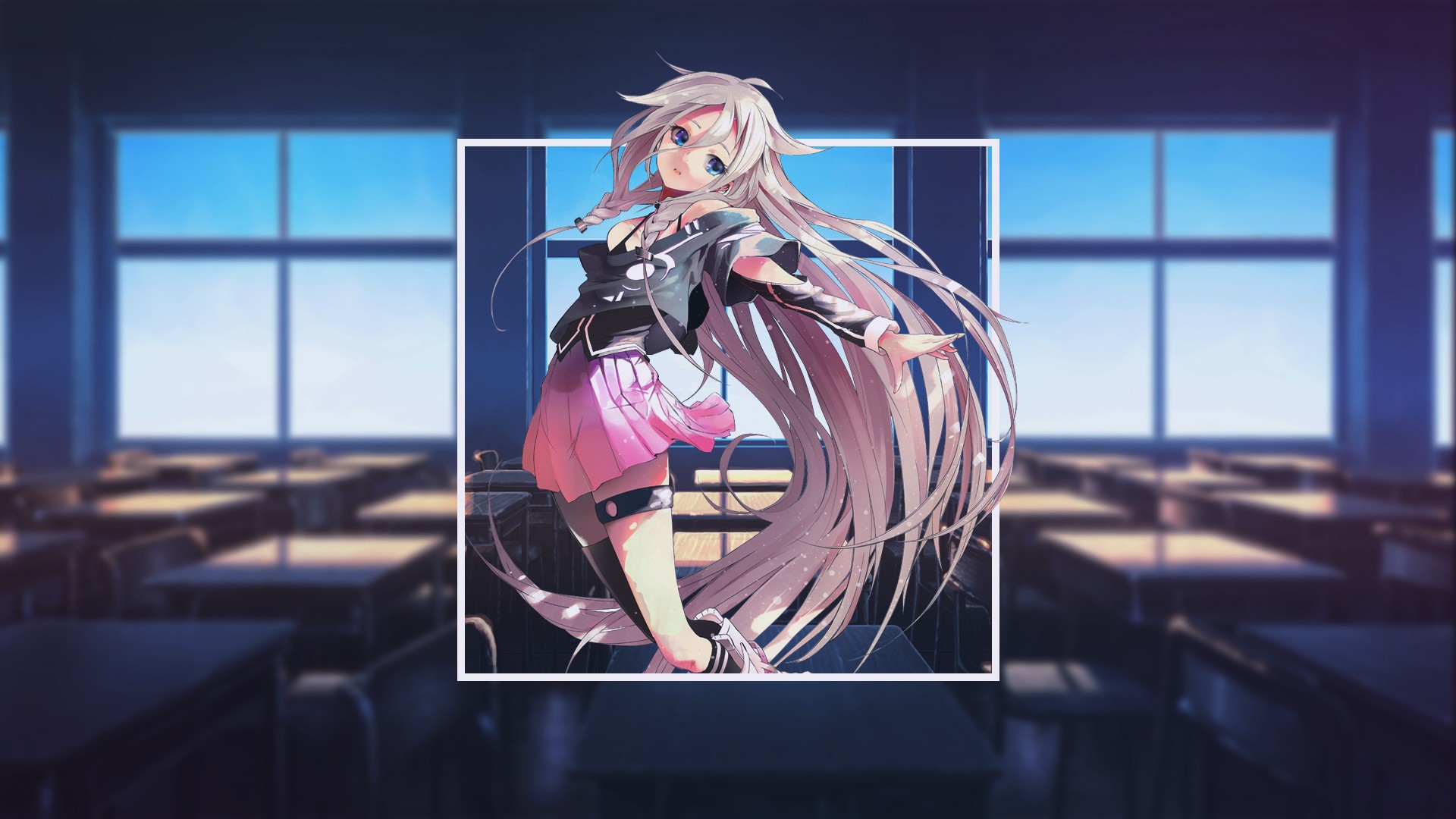Anime girl in school classroom HD Wallpaper