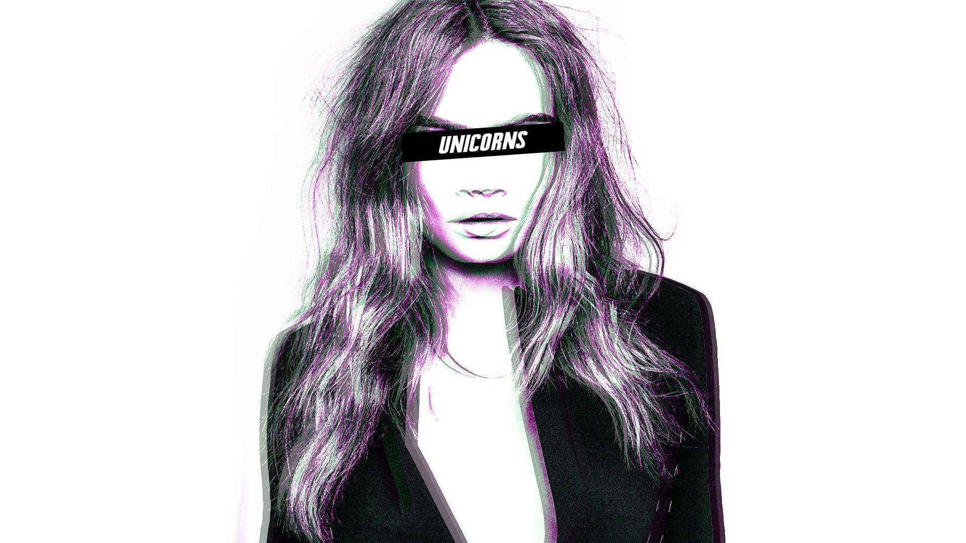 Woman with 'UNICORNS' censored over eyes HD Wallpaper