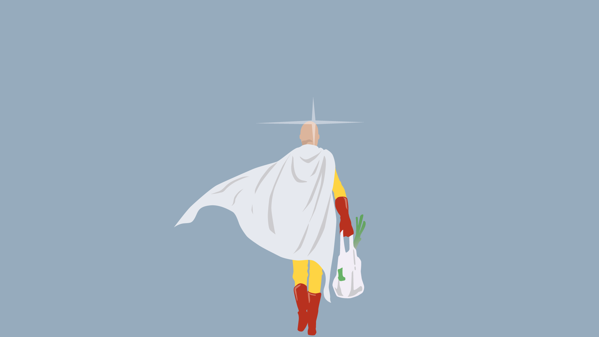 Saitama from One-Punch Man walking with groceries HD Wallpaper