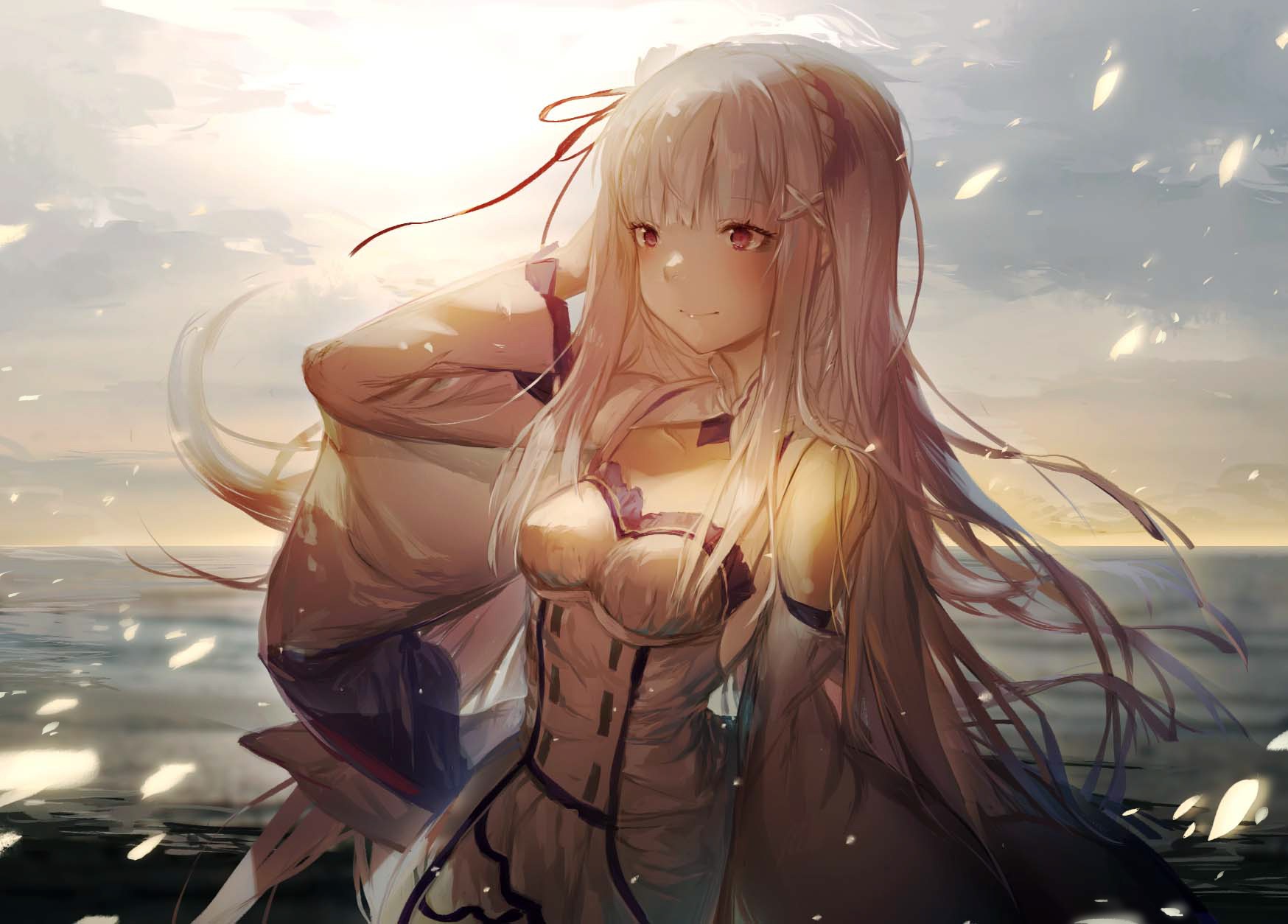 Emilia from Re: Zero by the Sea HD Wallpaper