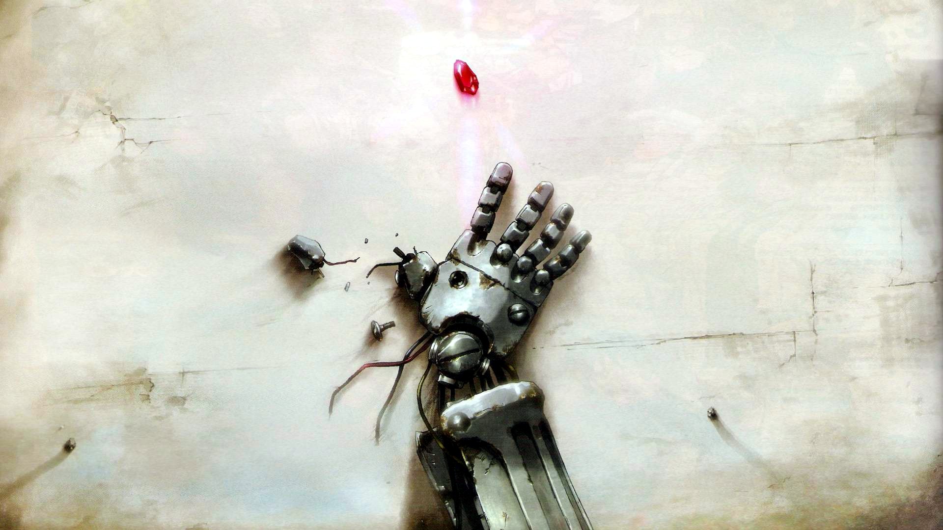 Full Metal Alchemist Edward Elric's Mechanical Hand and Philosopher's Stone HD Wallpaper
