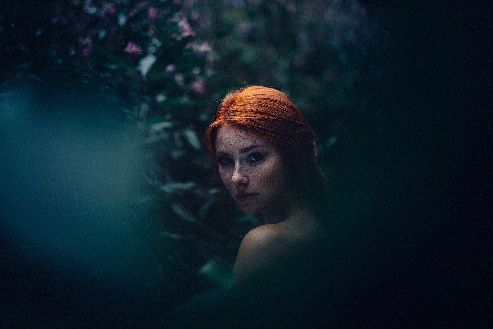 Redhead woman with freckles looking at viewer HD Wallpaper
