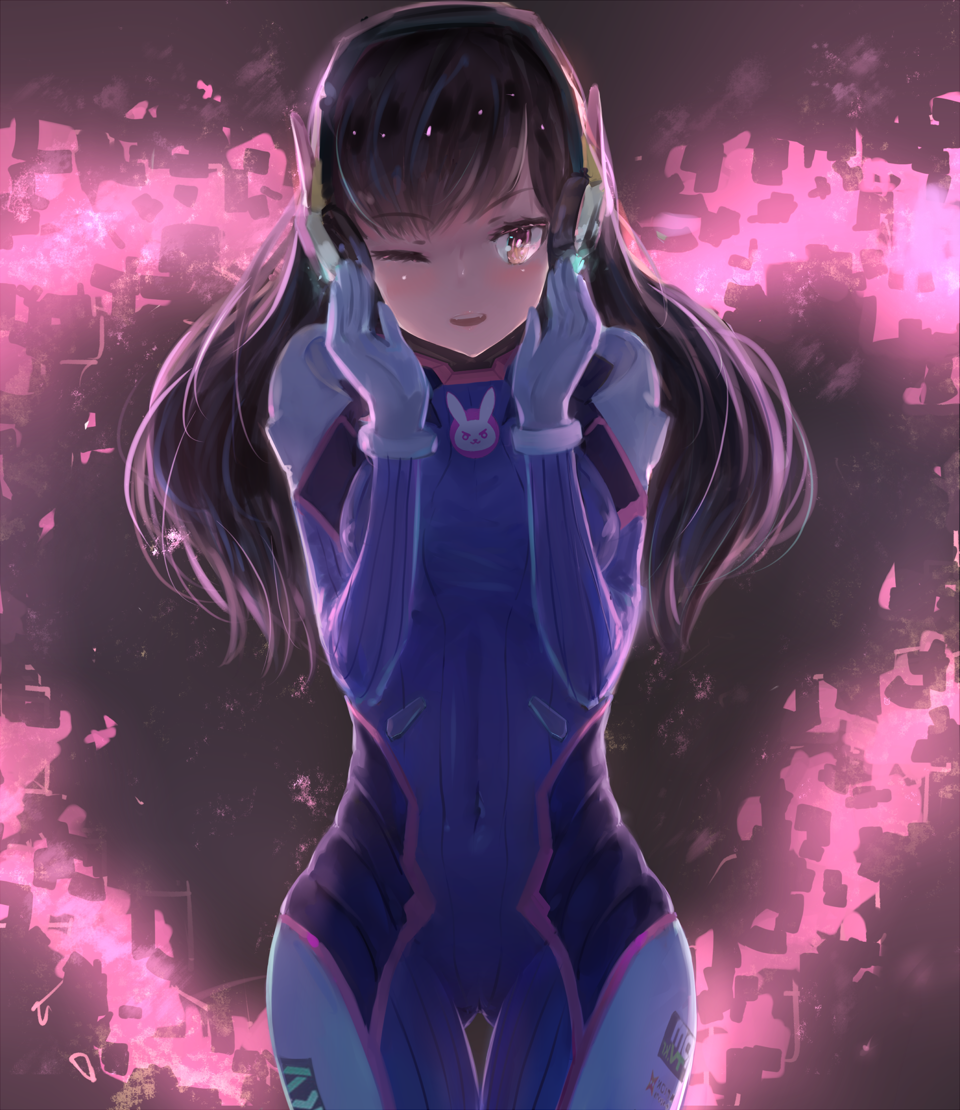 D.Va from Overwatch with headphones HD Wallpaper