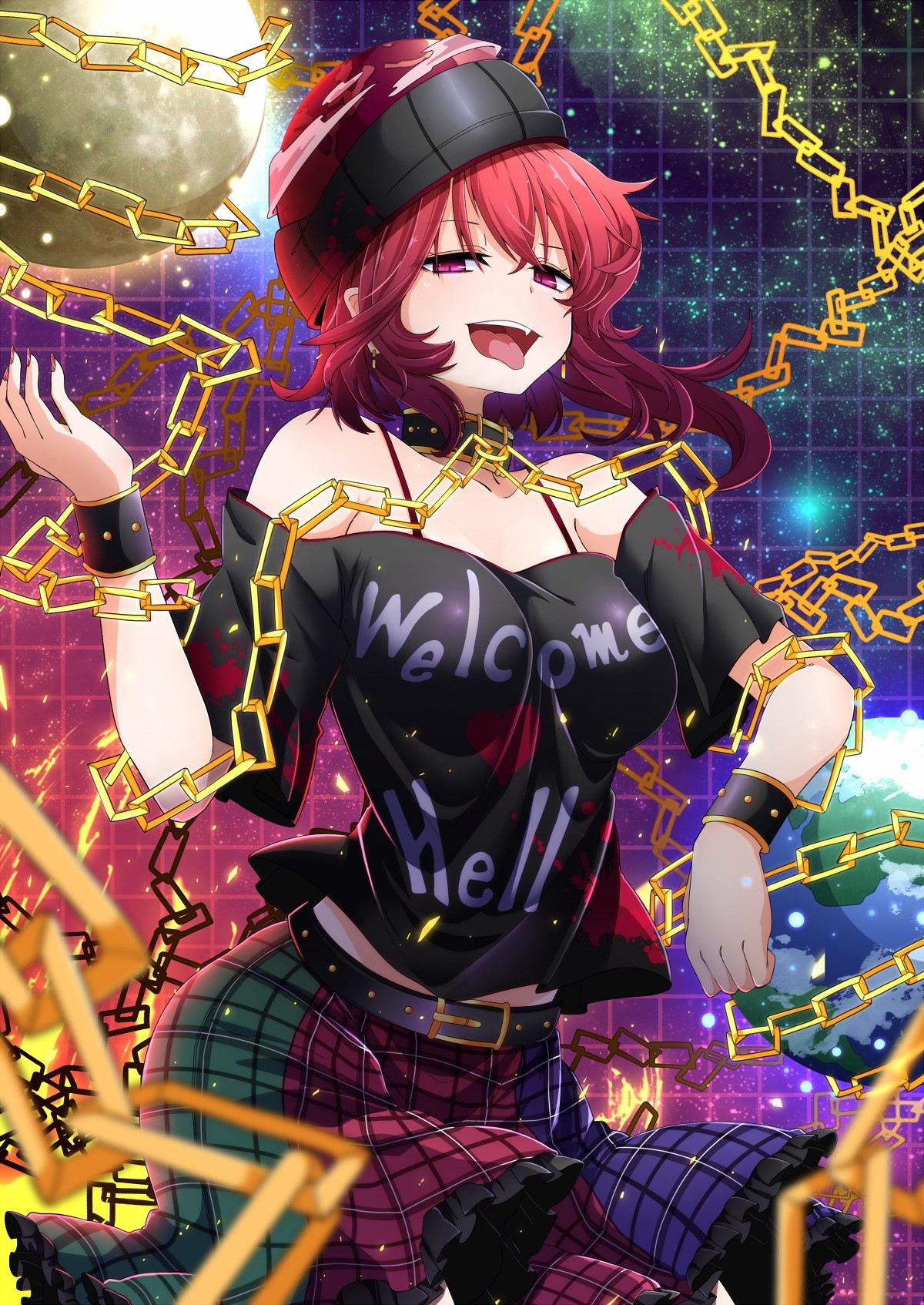 Hecatia Lapislazuli from Touhou with chains HD Wallpaper
