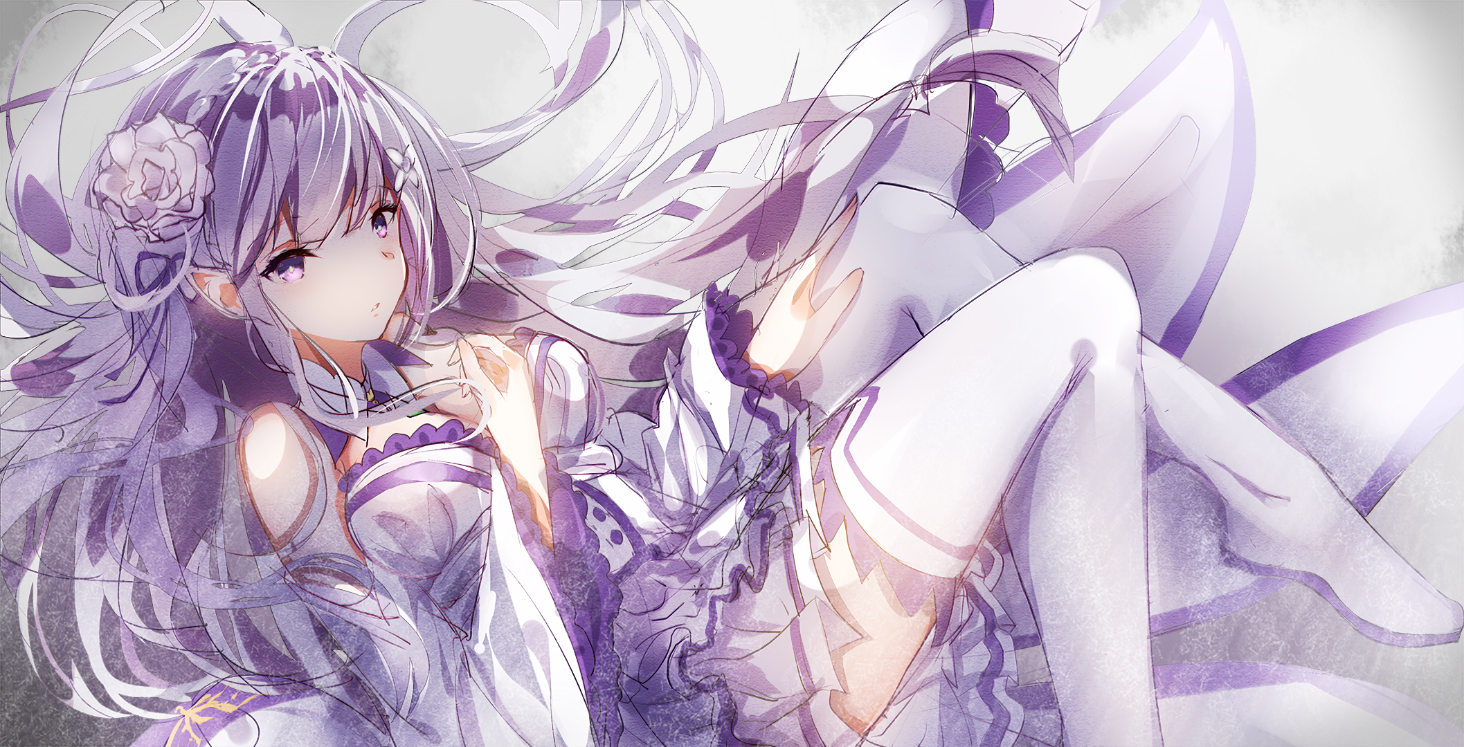 Emilia from Re:Zero in a white dress HD Wallpaper