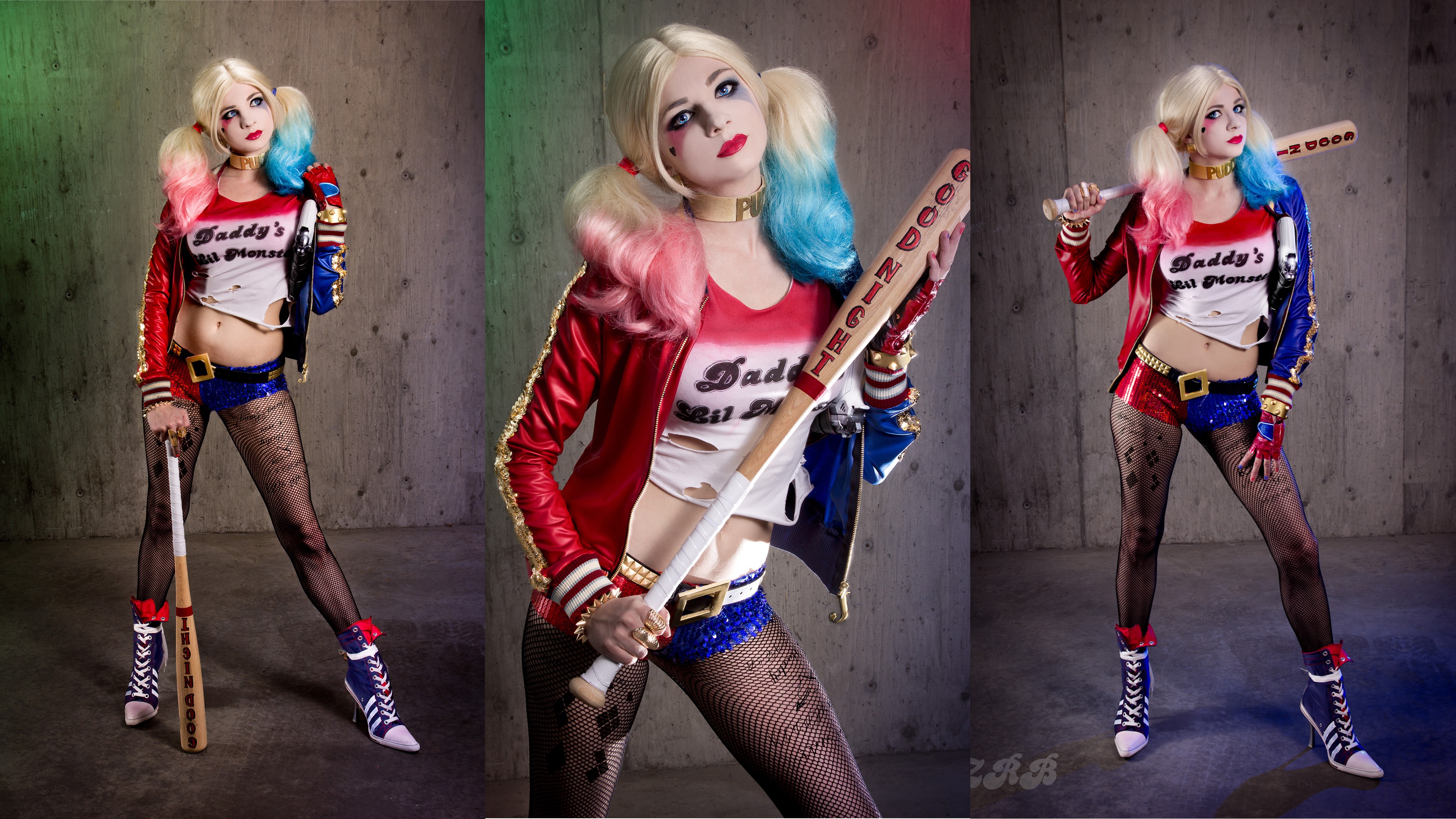 Harley Quinn cosplay with baseball bat HD Wallpaper