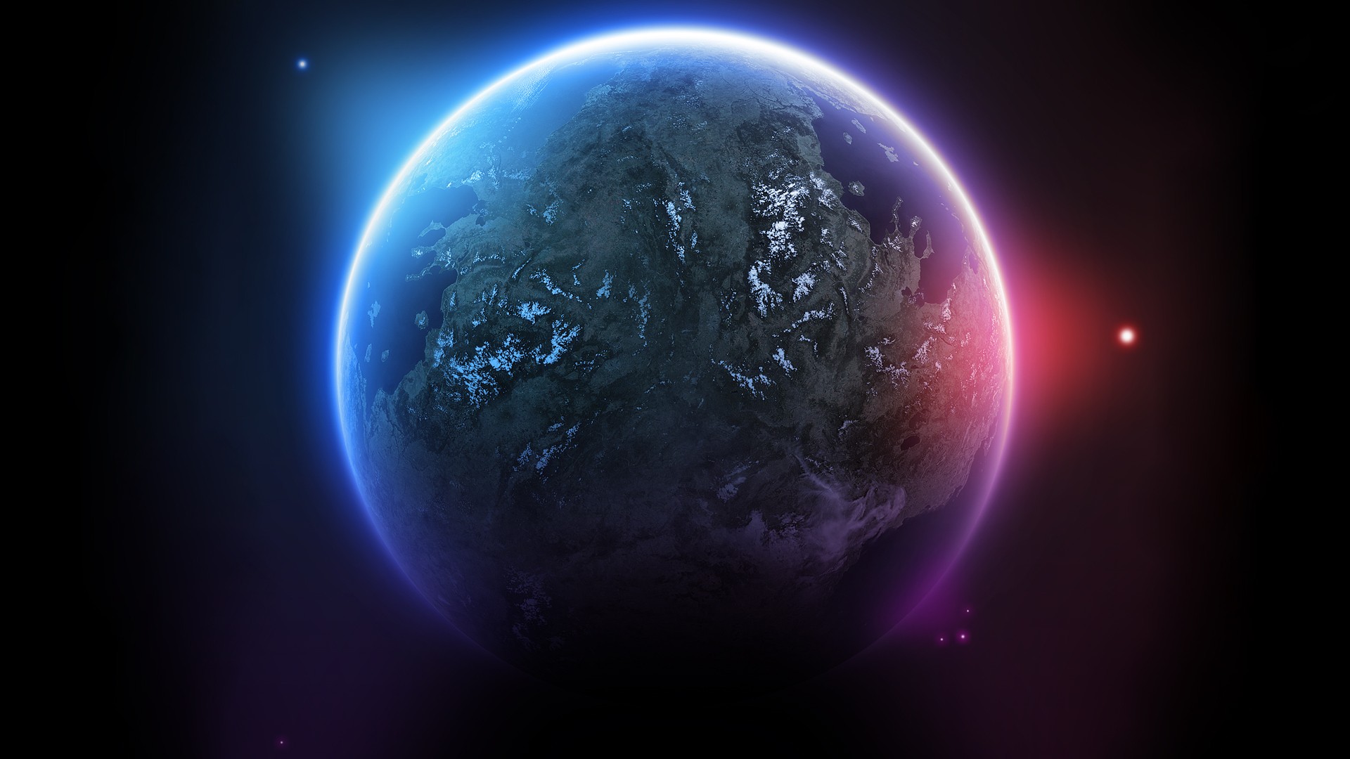 Digital art of a planet in space HD Wallpaper