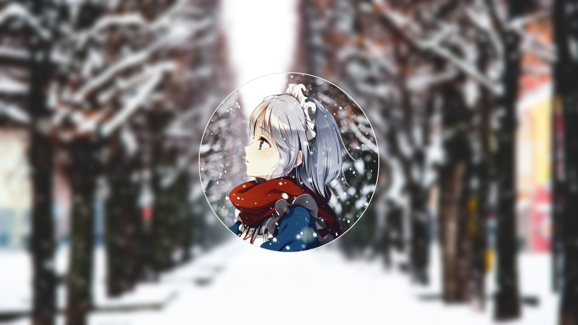 Izayoi Sakuya in a snowy forest HD Wallpaper