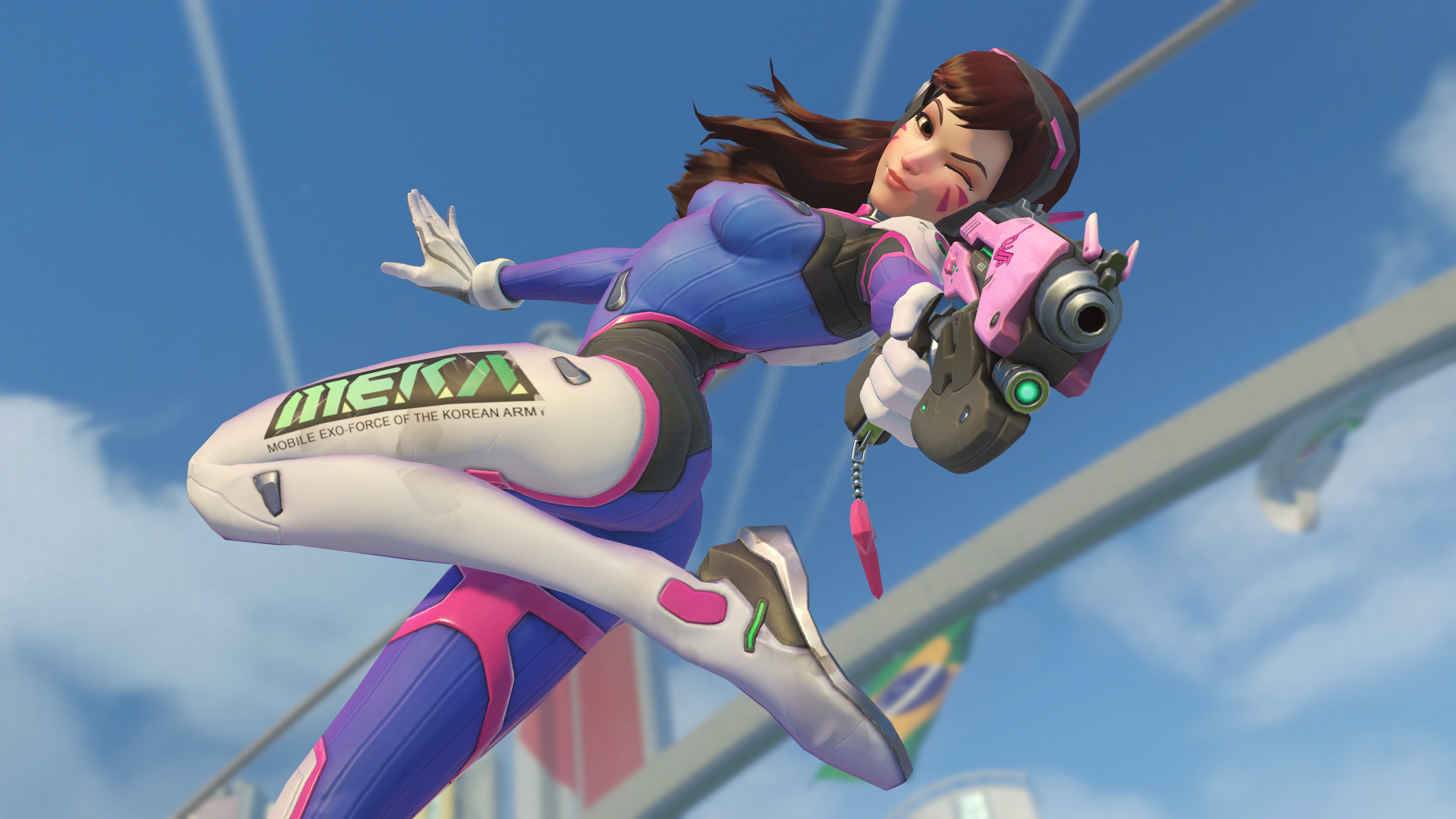 D.Va from Overwatch in action HD Wallpaper