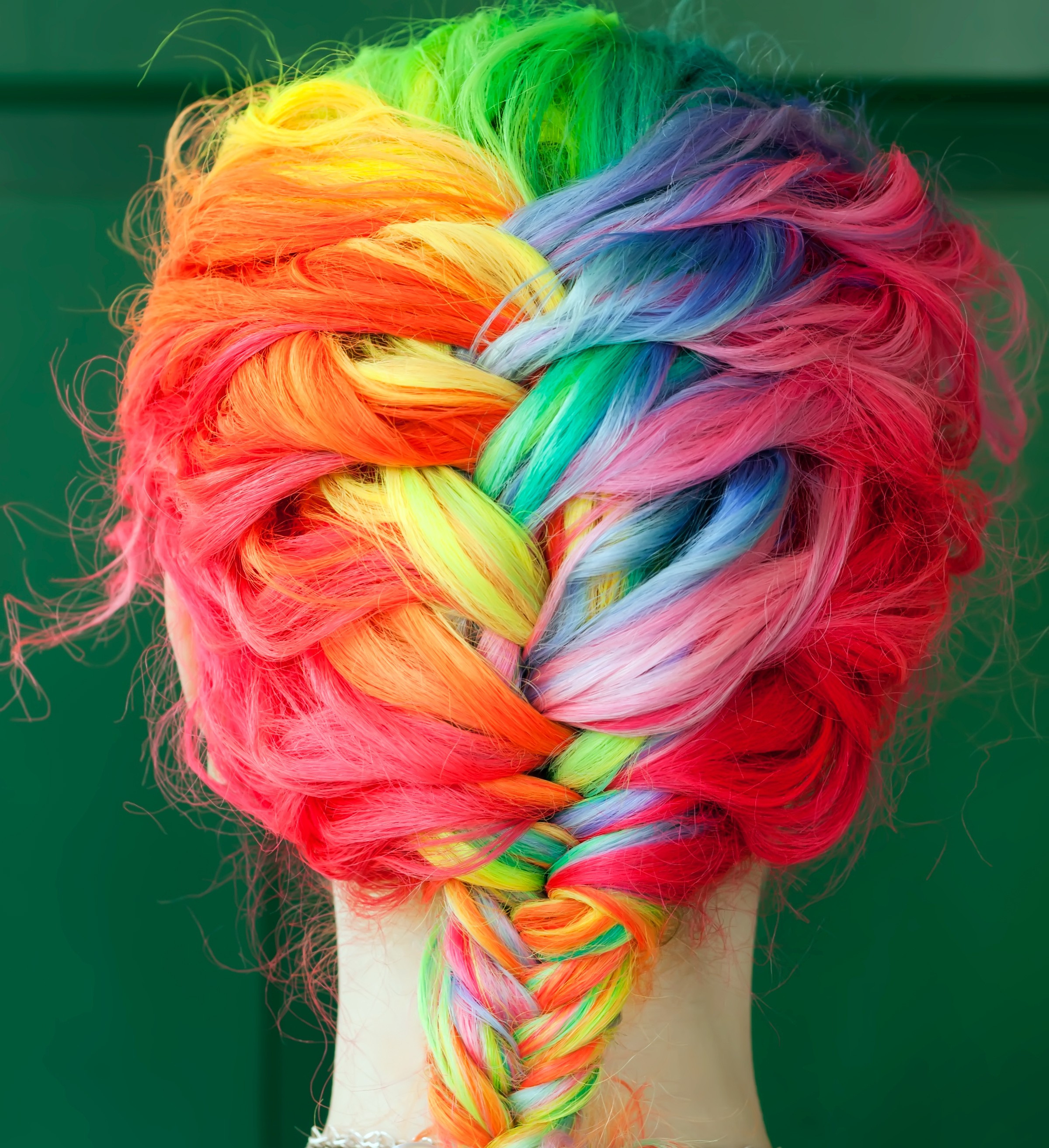 Braids with colorful dyed hair HD Wallpaper