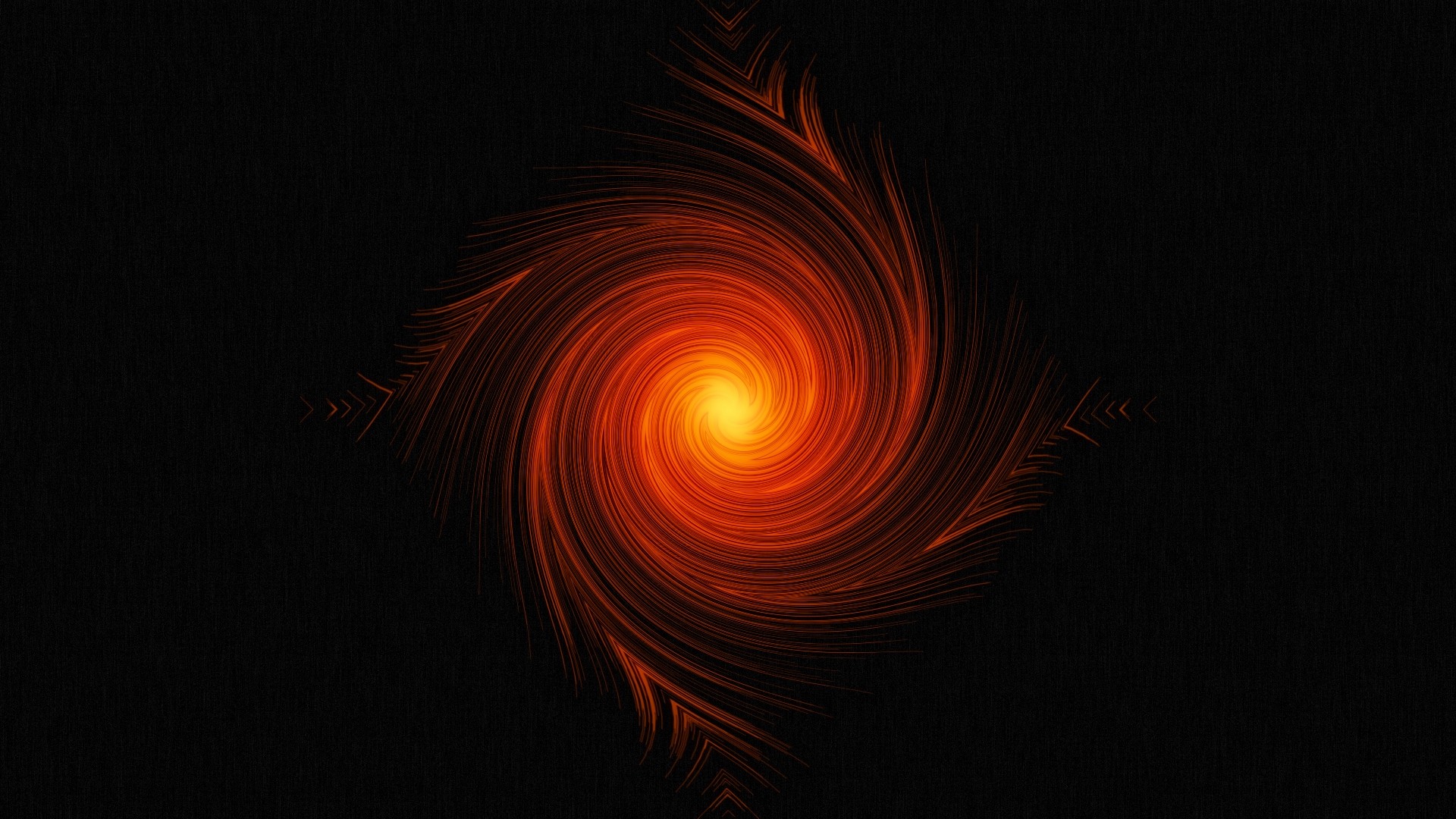 Abstract orange glowing spiral on black background HD Wallpaper