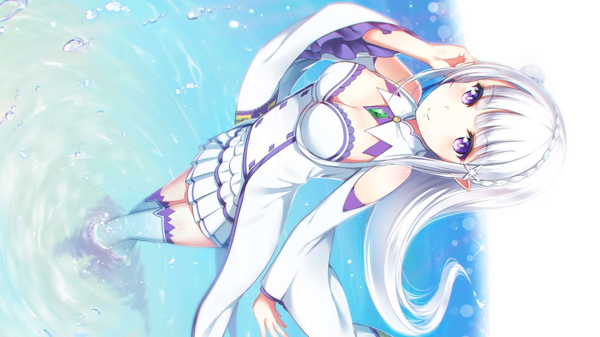 Emilia from Re:Zero in Water HD Wallpaper