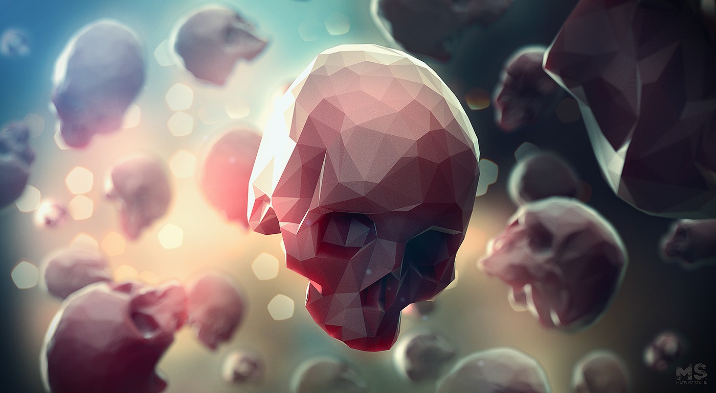 Low poly skulls by Mateusz Szulik HD Wallpaper
