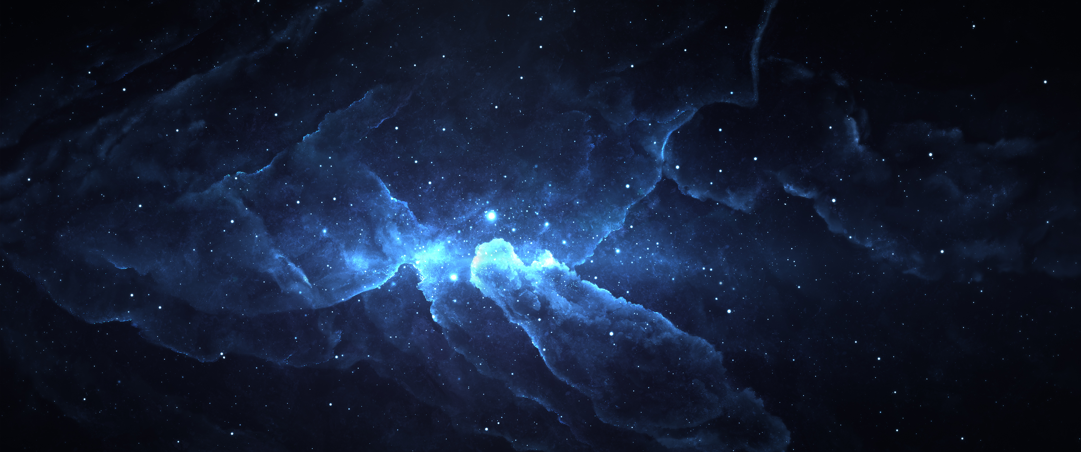 Blue nebula with stars in deep space HD Wallpaper