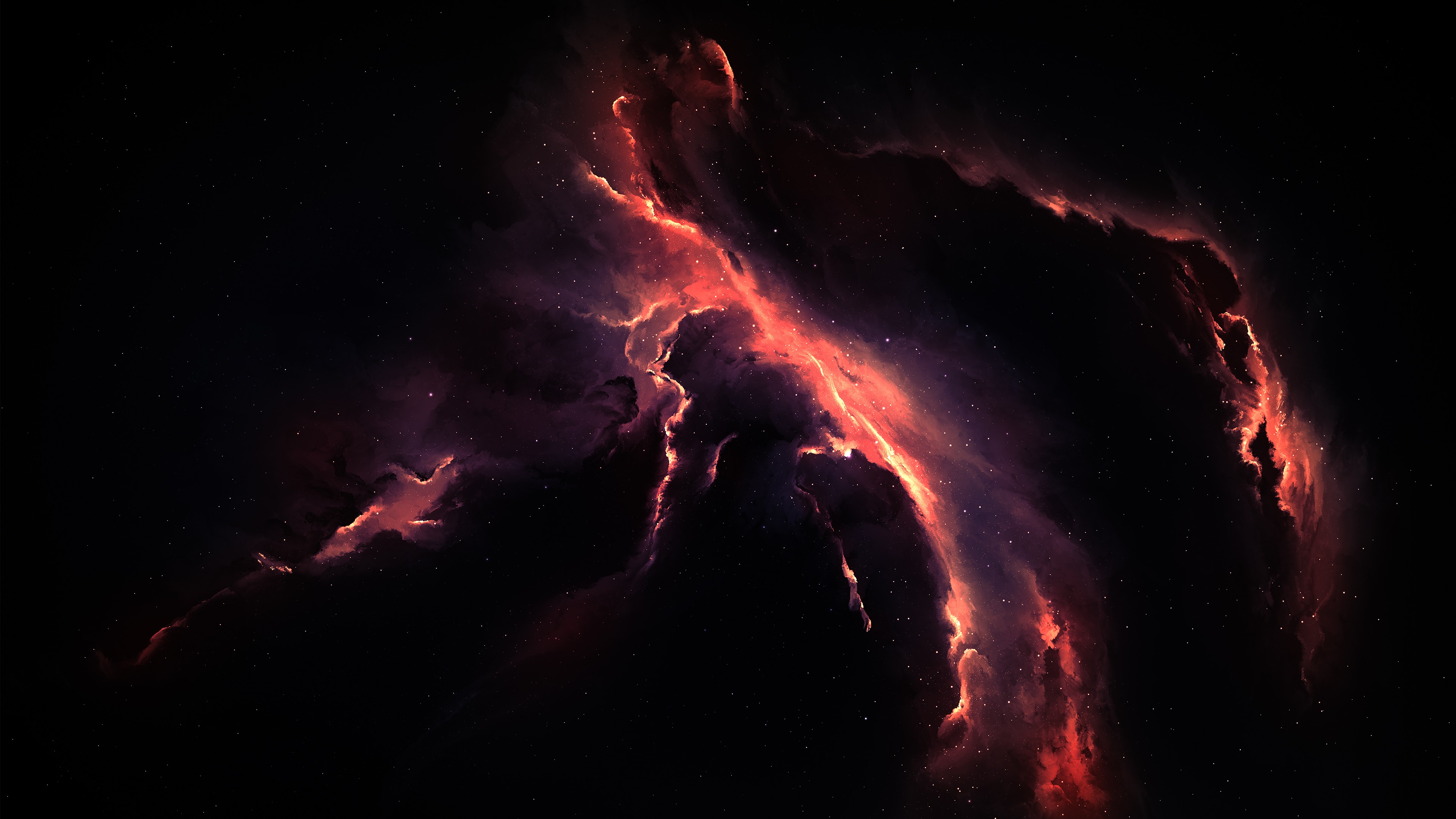 Red and purple nebula in deep space HD Wallpaper