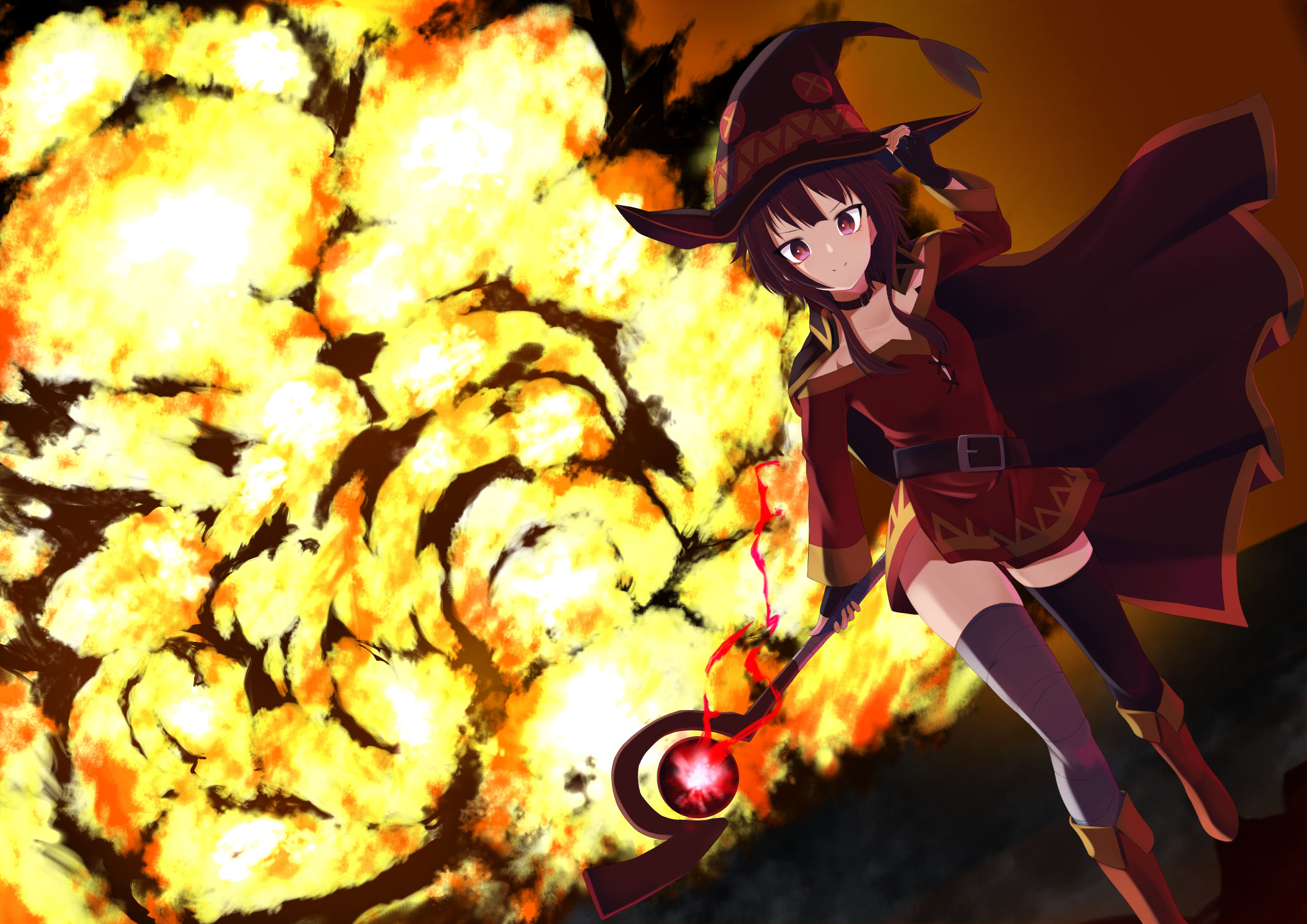 Megumin from Kono Subarashii Sekai ni Shukufuku wo! with Explosion HD Wallpaper